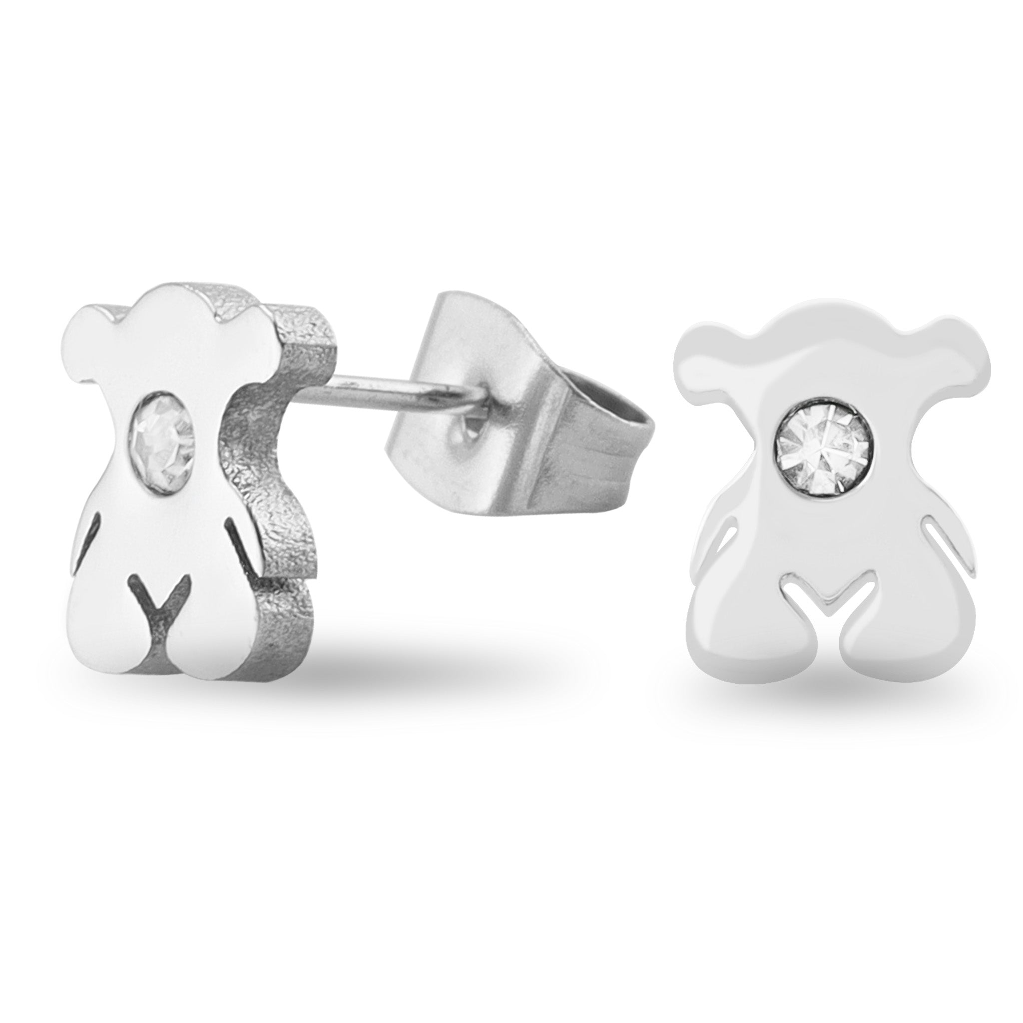 Bear Stainless Steel CZ Center EARRINGS / ERJ3009