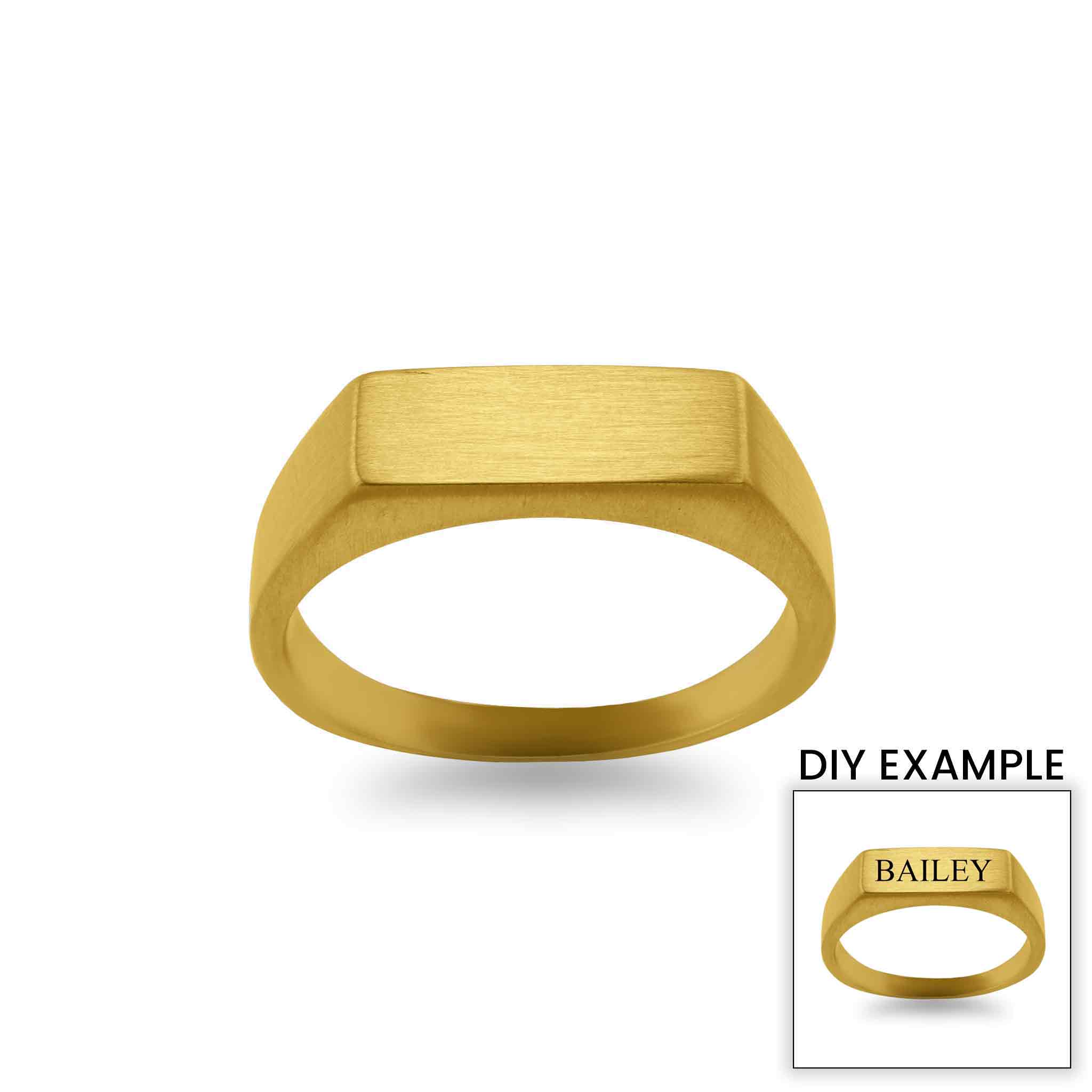 18k Gold PVD Coated Stainless Steel Blank Engravable Horizontal Rectangle Signet RING / ESR0002