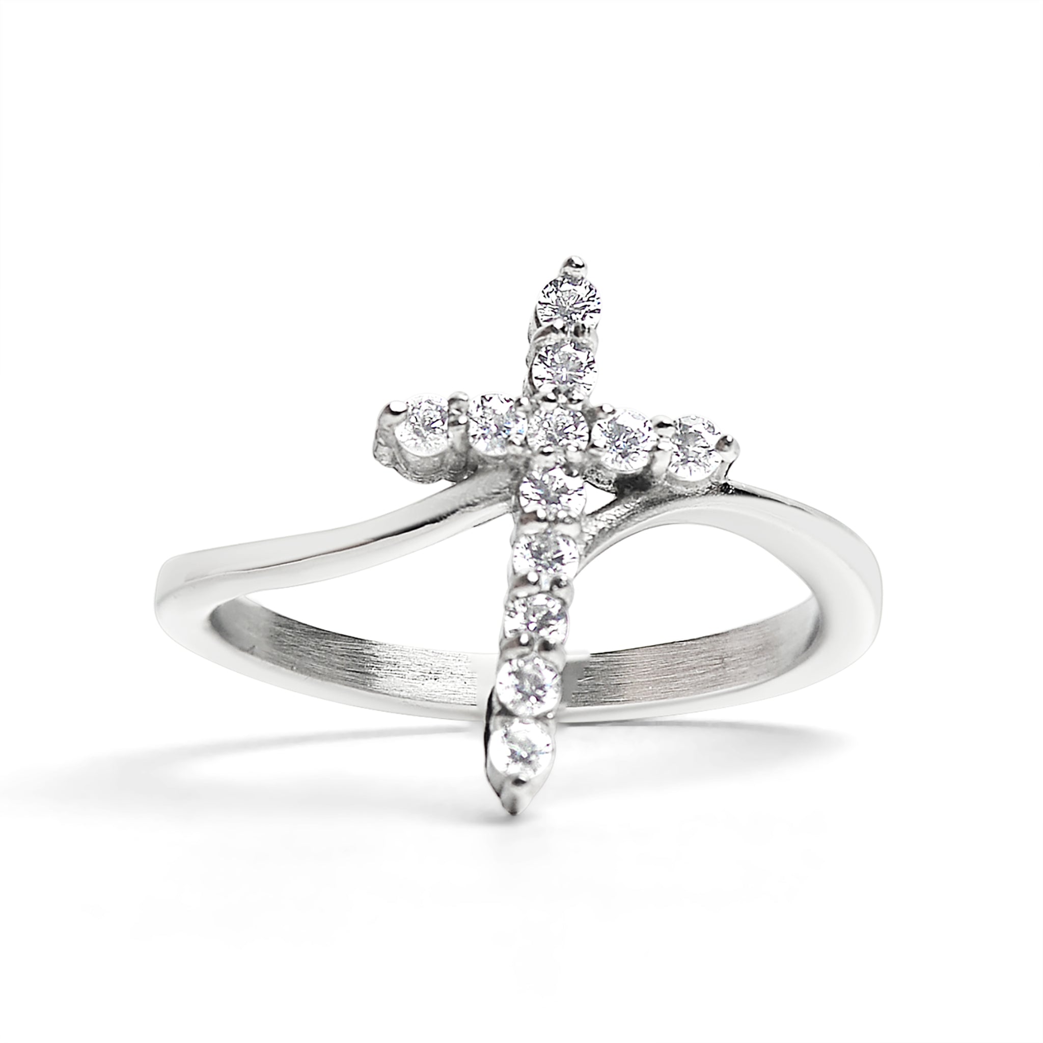 CZ Cross Stainless Steel Ring / FSR0002