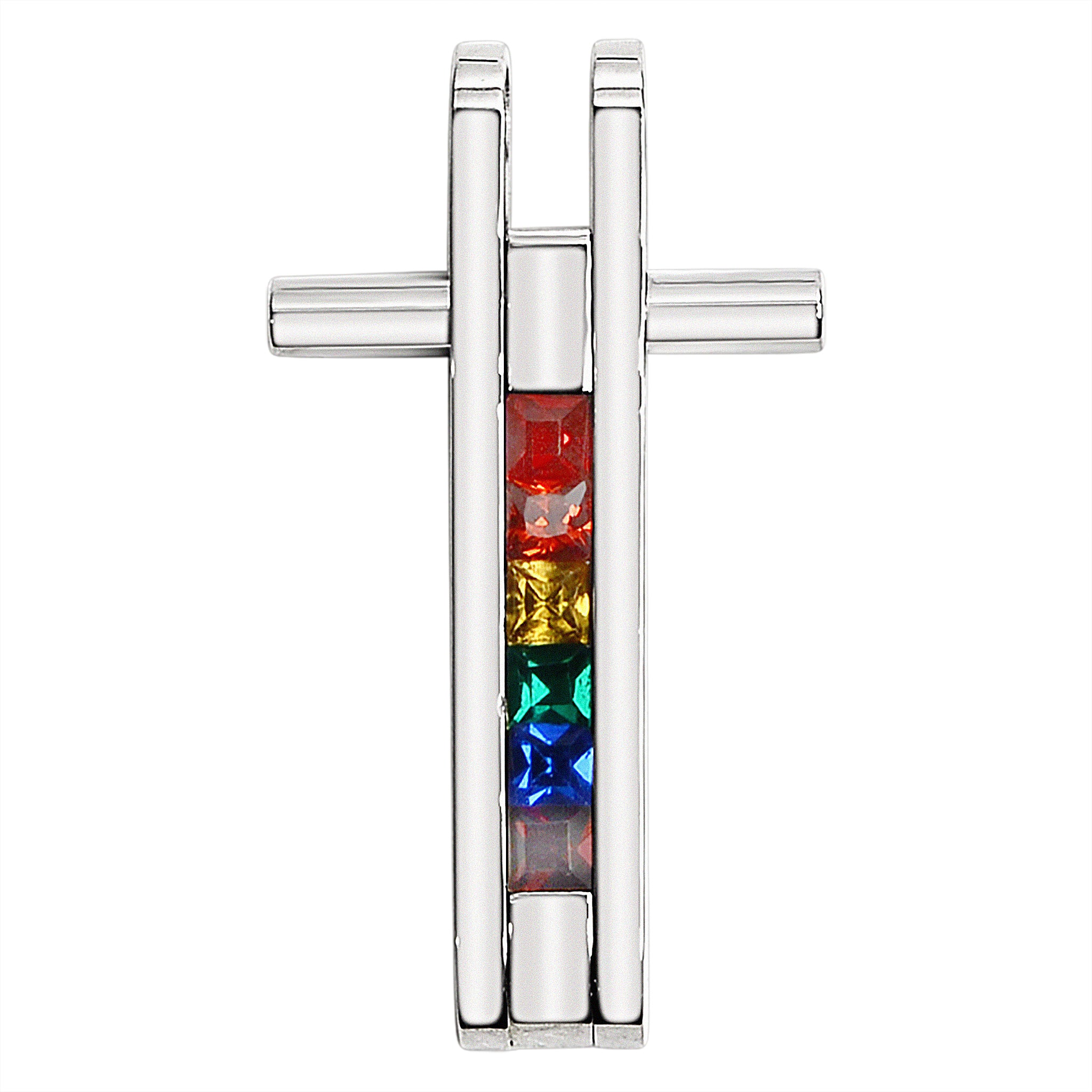 Stainless Steel Cubic Zirconia Rainbow Cross PENDANT / GPP0066