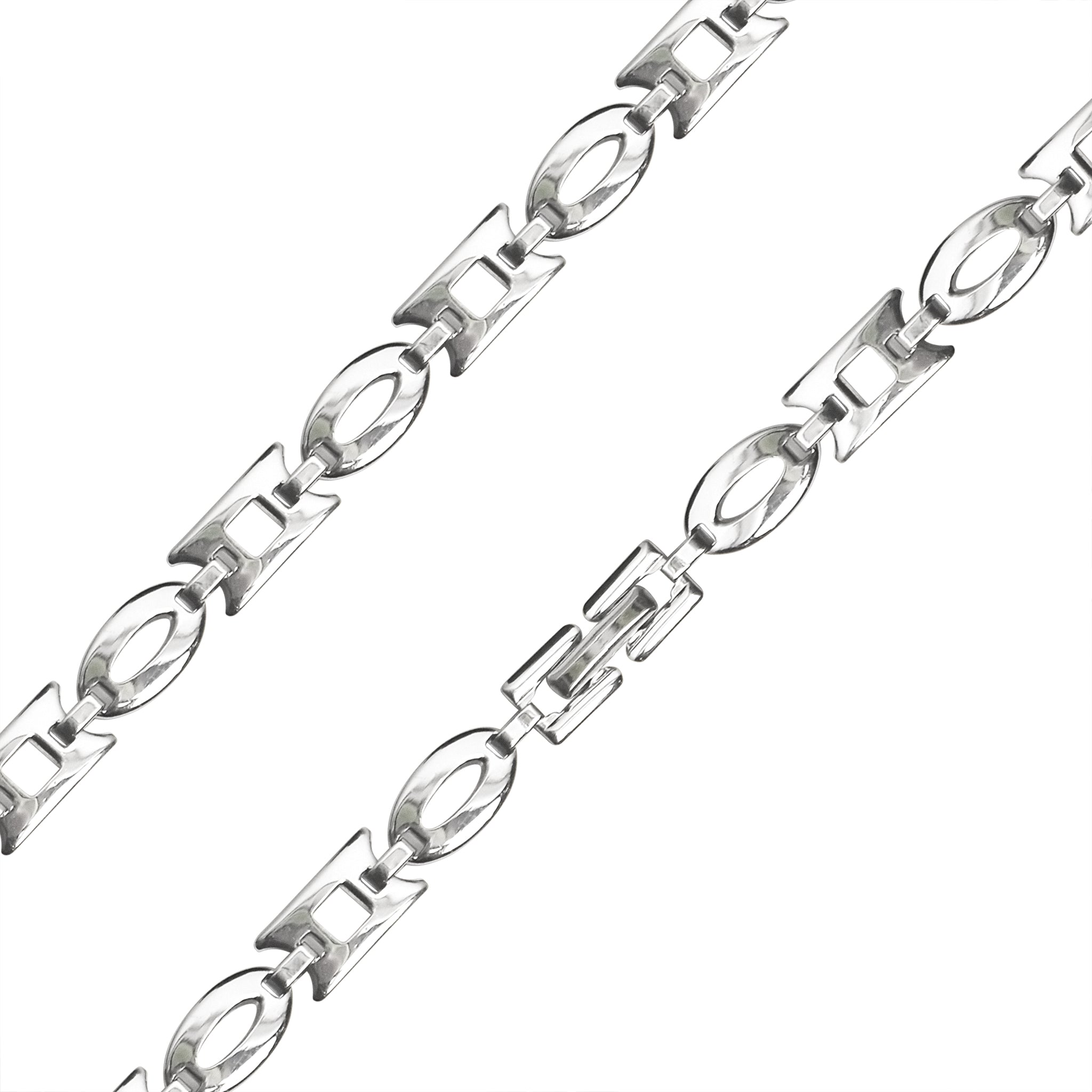 Stainless Steel Oval and Rectangle Fancy Chain NECKLACE / NCC0002