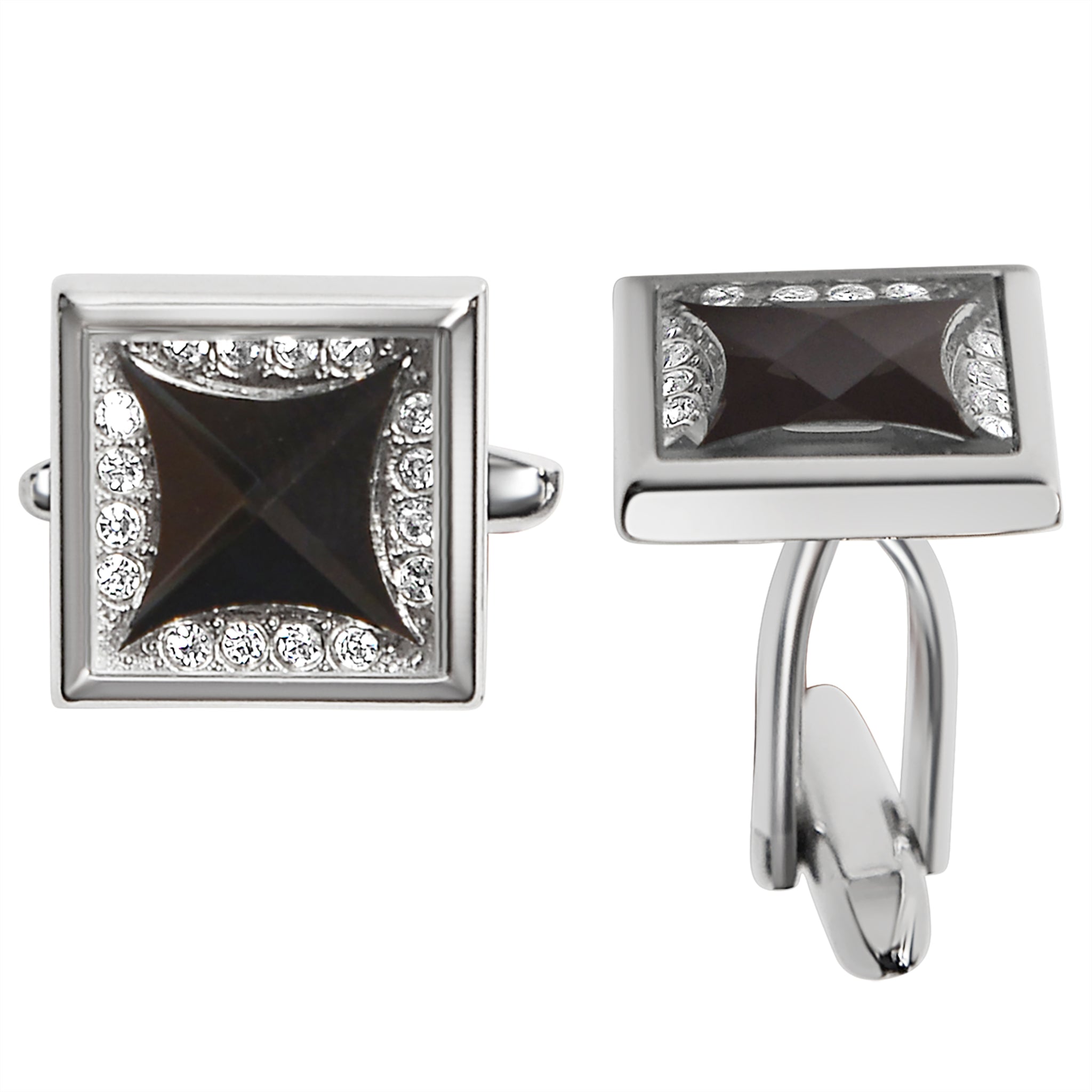 Stainless Steel and Black CZ Cufflinks / NCZ0016