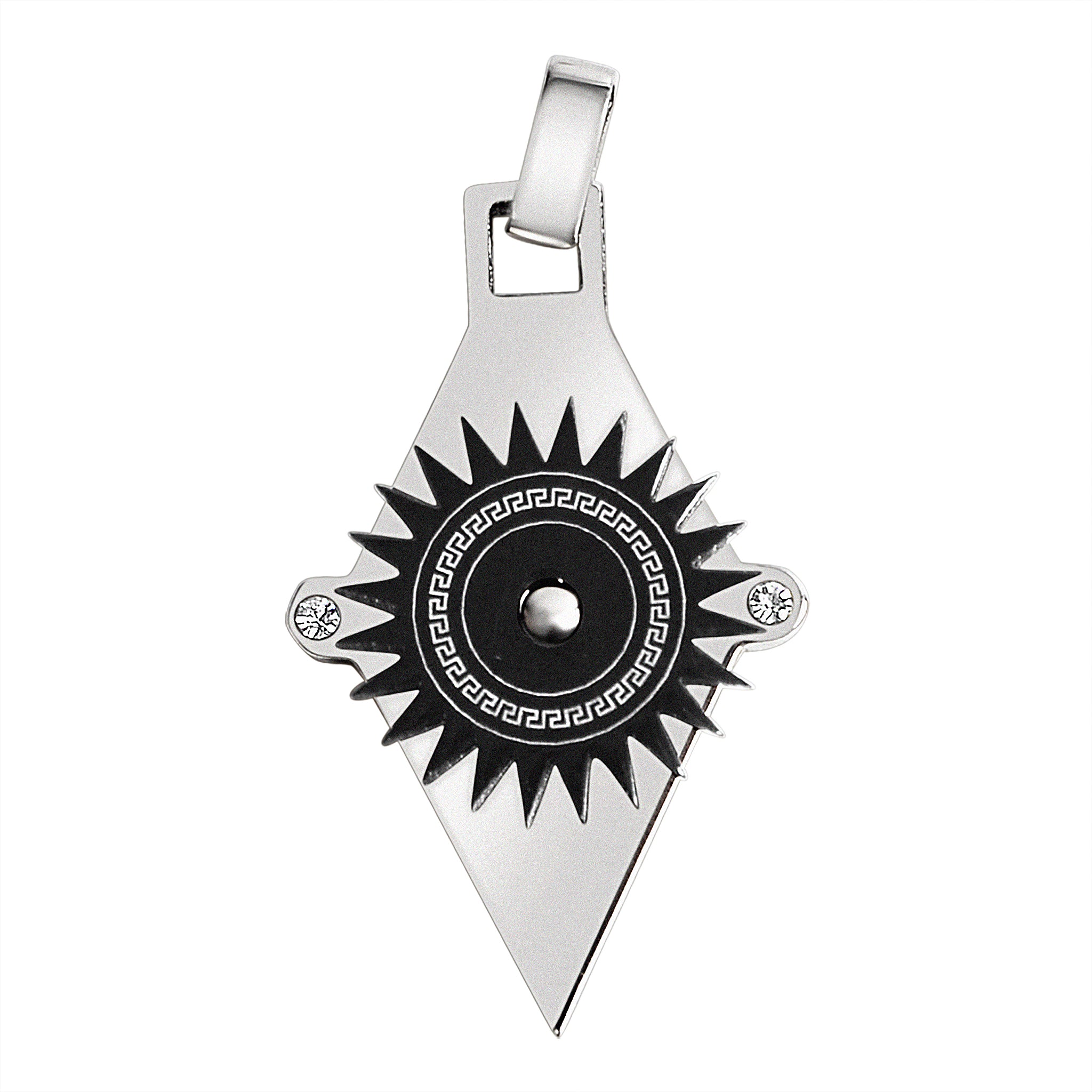 Stainless Steel Black Sun Greek Key CZ PENDANT / NCZ0052