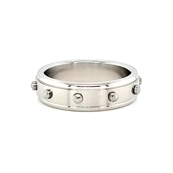 Stainless Steel Polished Studded Ring / NCZ0144