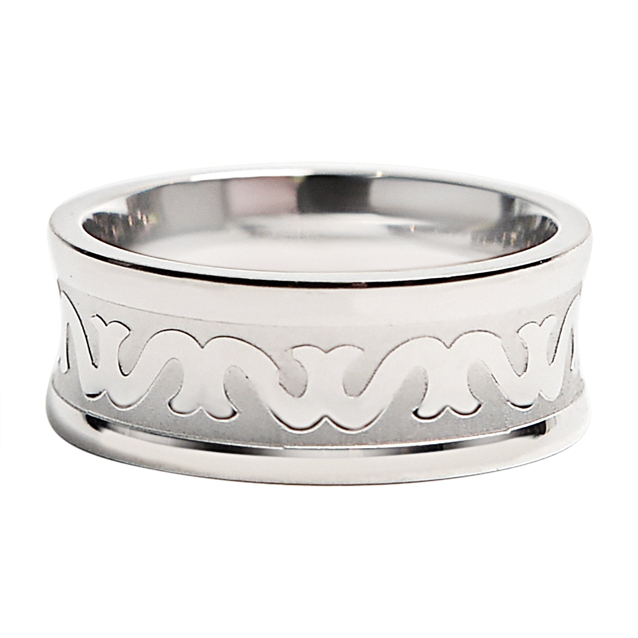 Stainless Steel Grooved Filigree Center Ring / NCZ0145