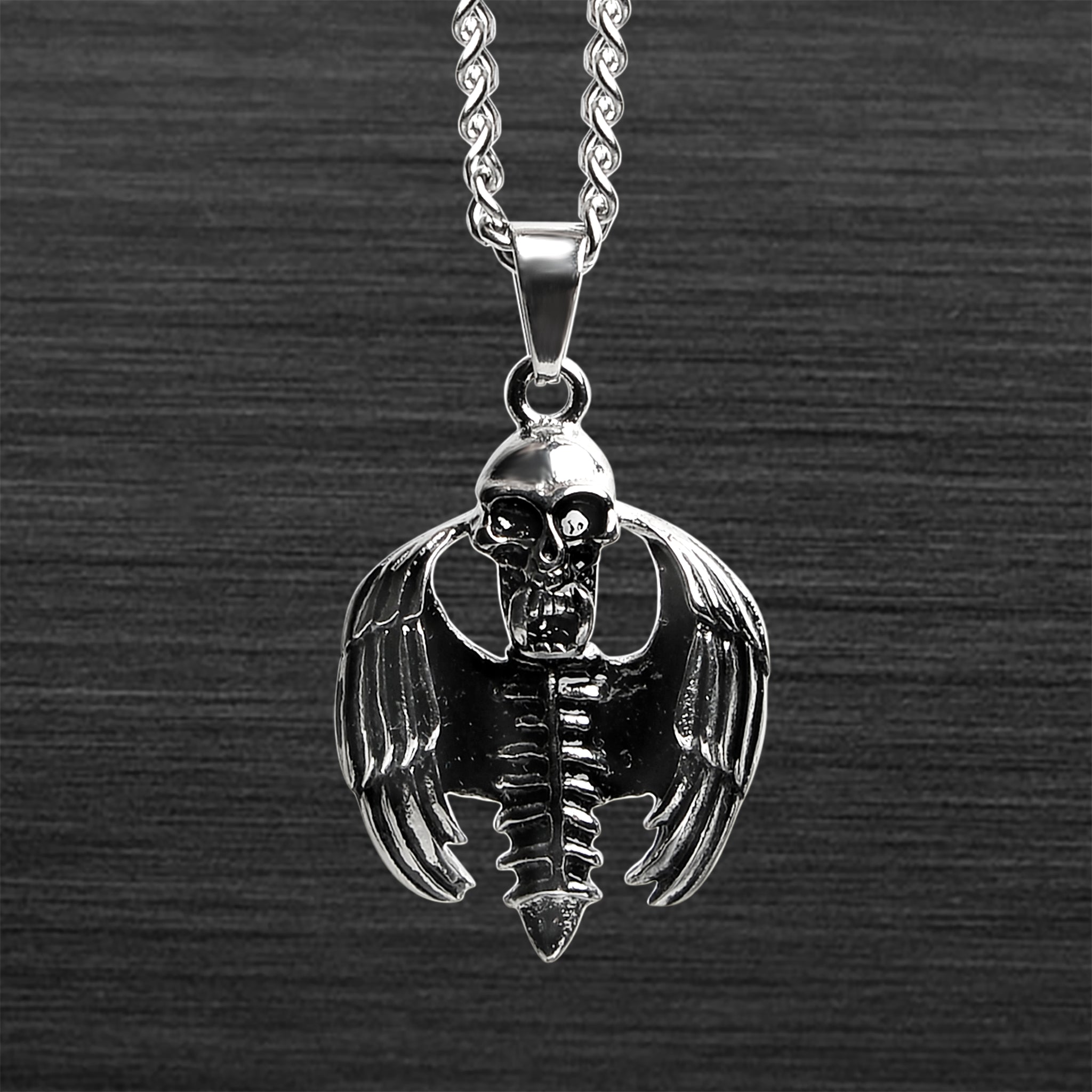 Stainless Steel Skeleton With Wings Curb Chain NECKLACE / PDC2009-RTL