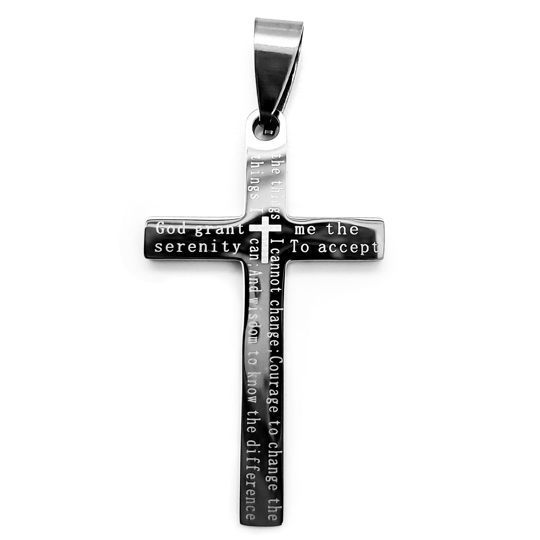 Serenity Prayer Cross Stainless Steel PENDANT / PDJ0014
