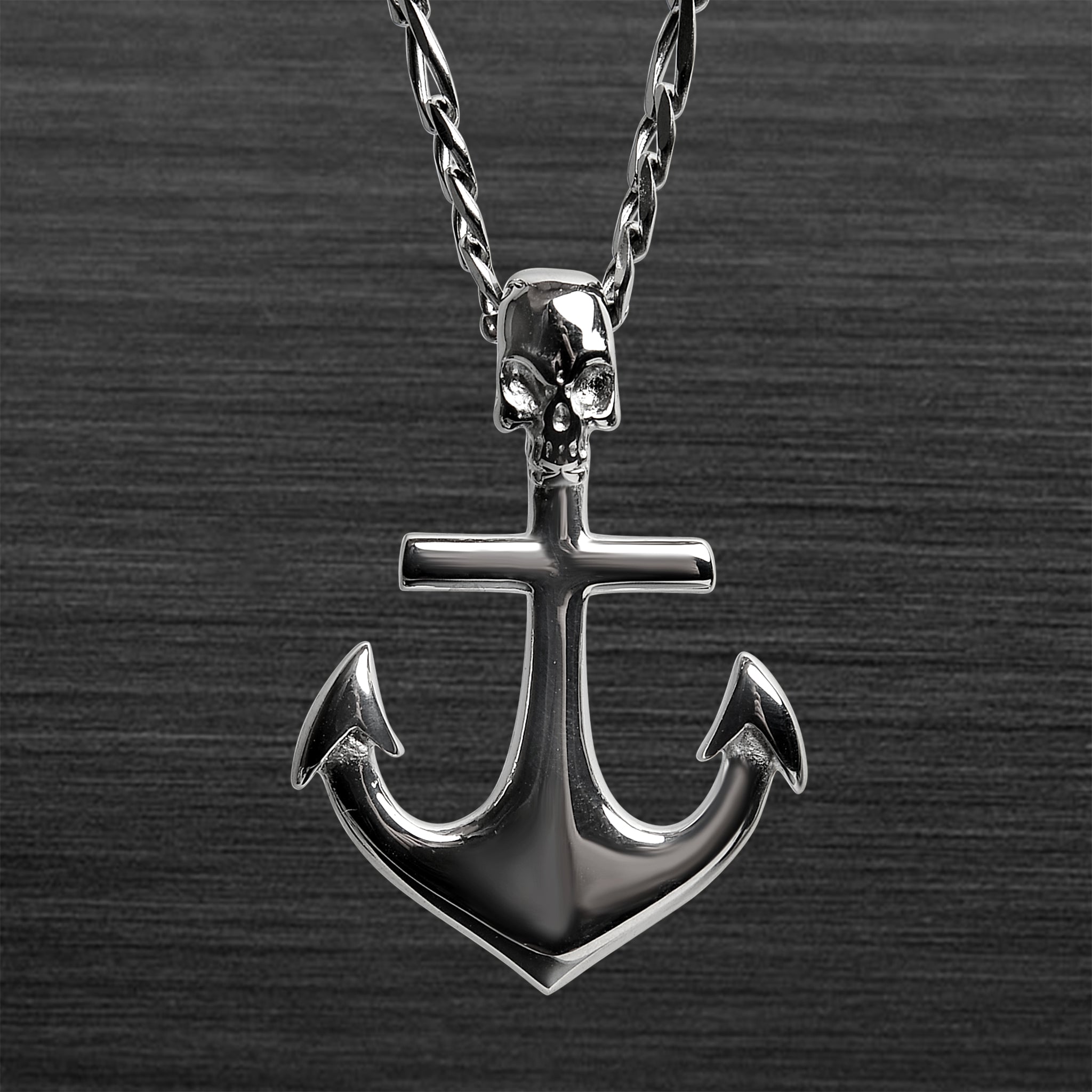 Stainless Steel SKULL Anchor Rope Chain Necklace / PDJ3232-RTL