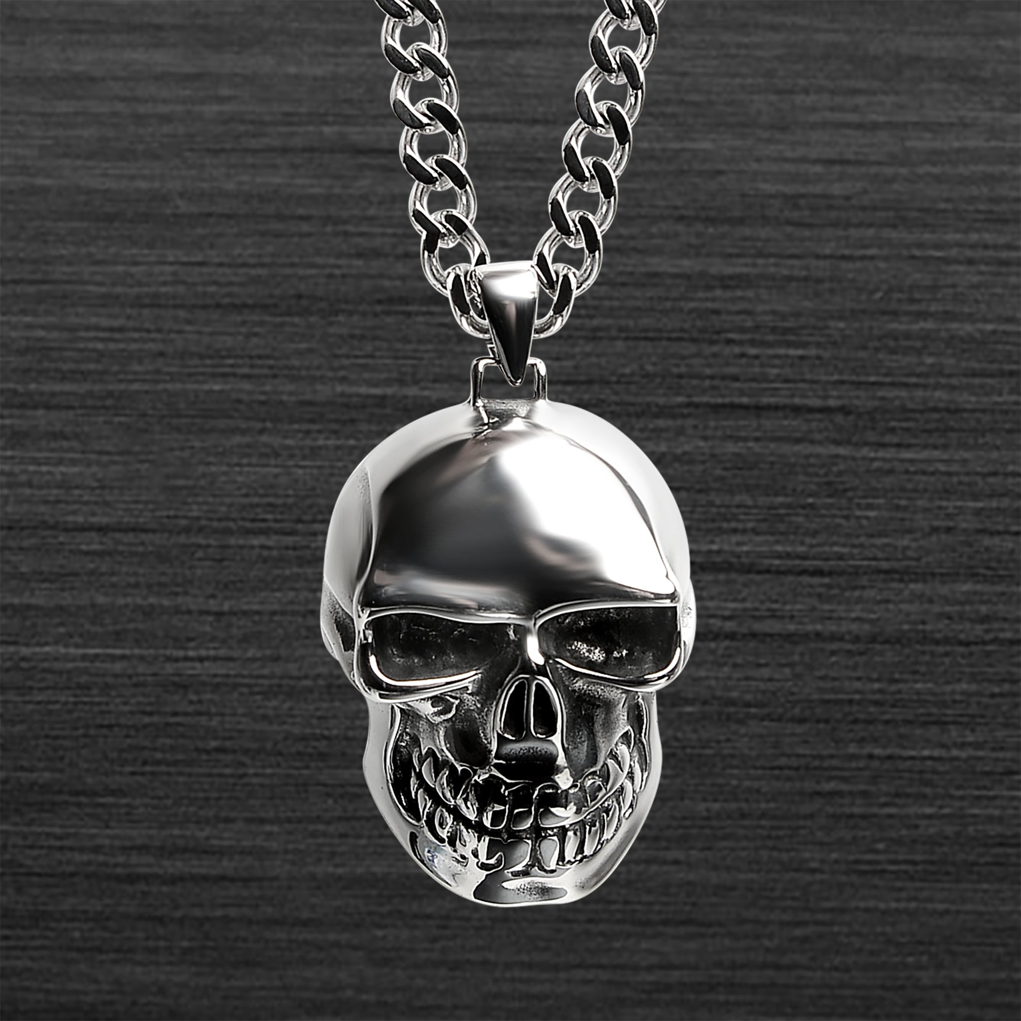 Stainless Steel Skull Curb Chain NECKLACE / PDK0160-RTL