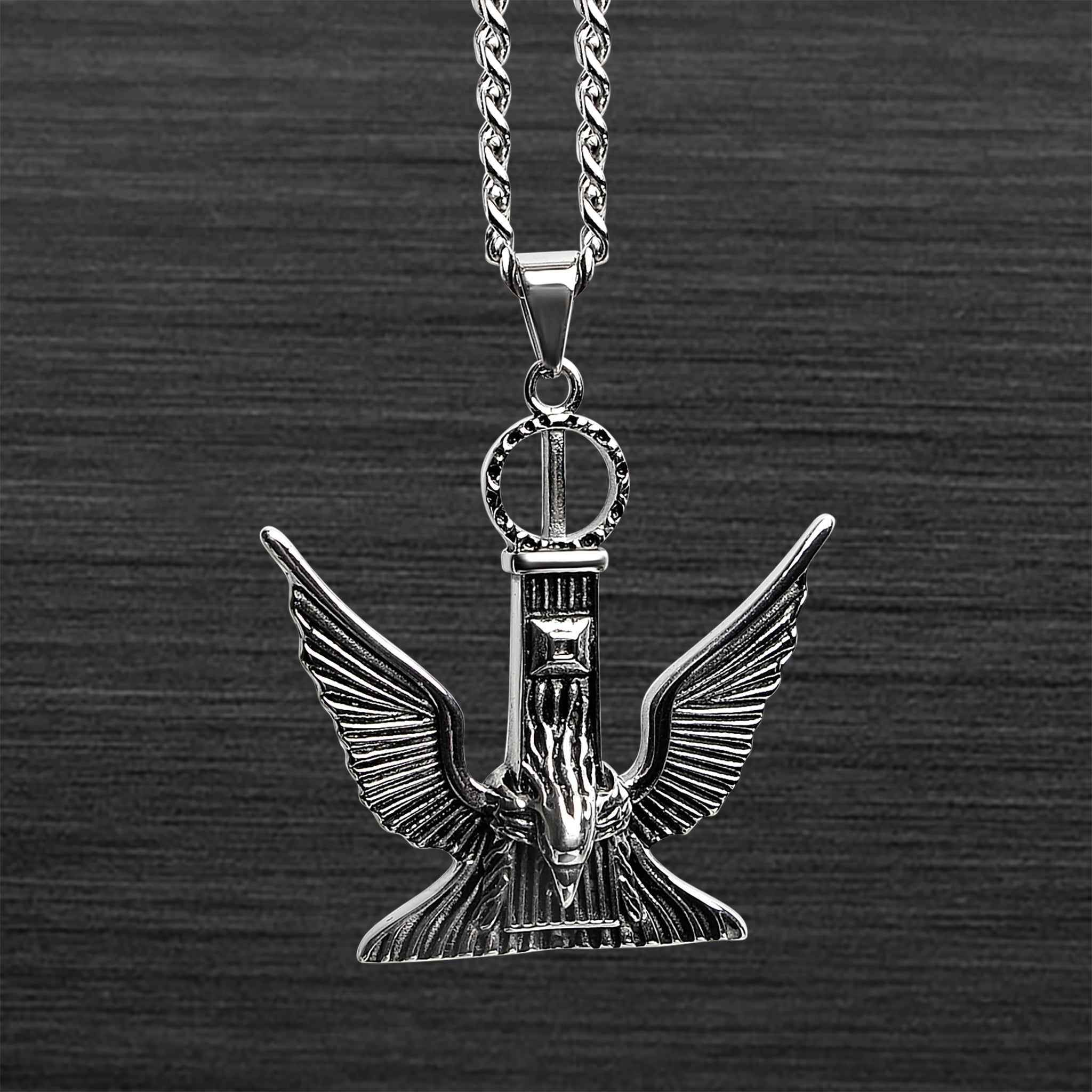 Stainless Steel Large Eagle Curb Chain NECKLACE / PDL2009-RTL