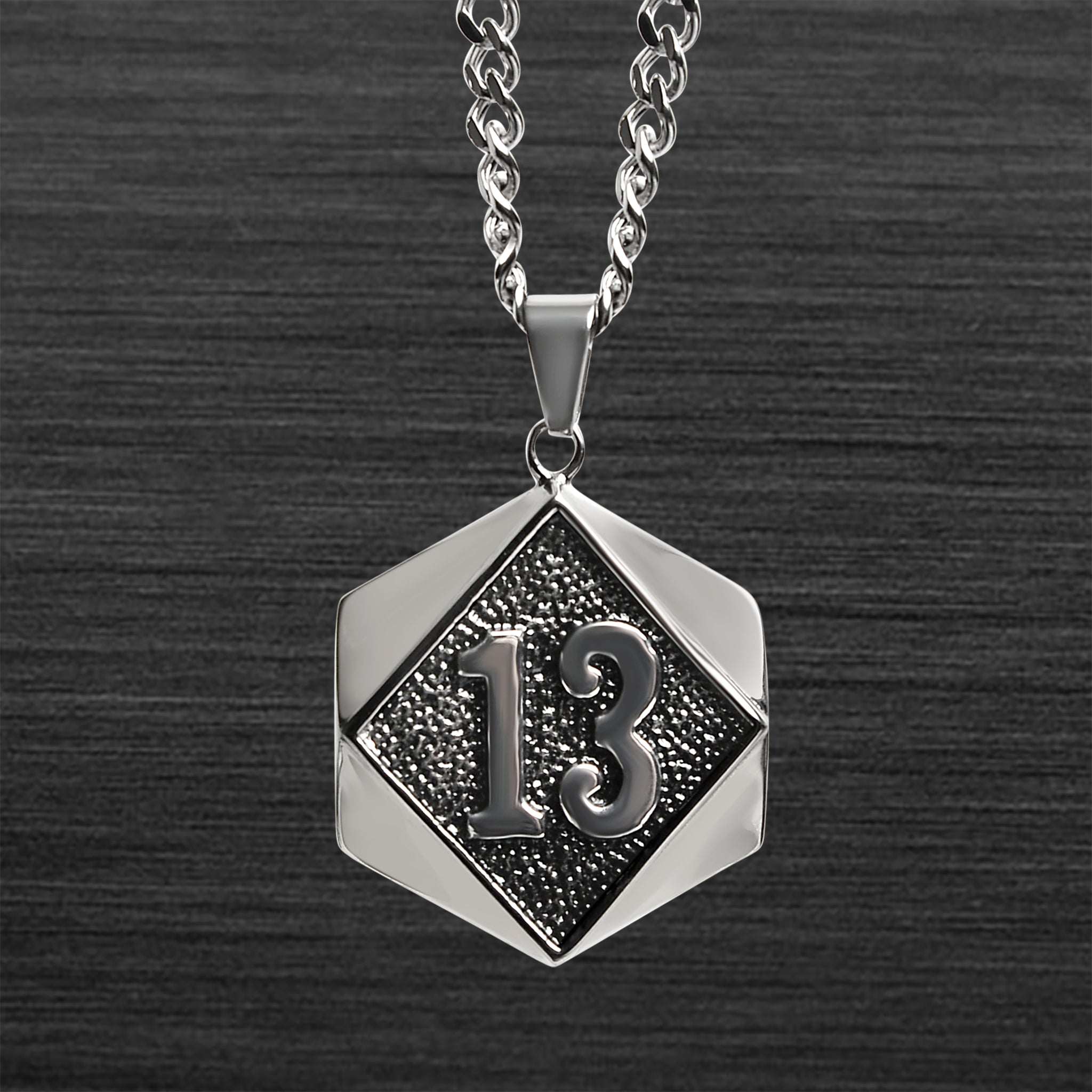 ''Stainless Steel Large ''''13'''' Medallion Curb Chain NECKLACE / PDL9008-RTL''