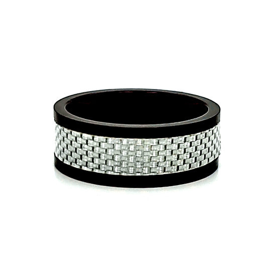 Polished Carbon Inlay Stainless Steel RING / PRJ2227