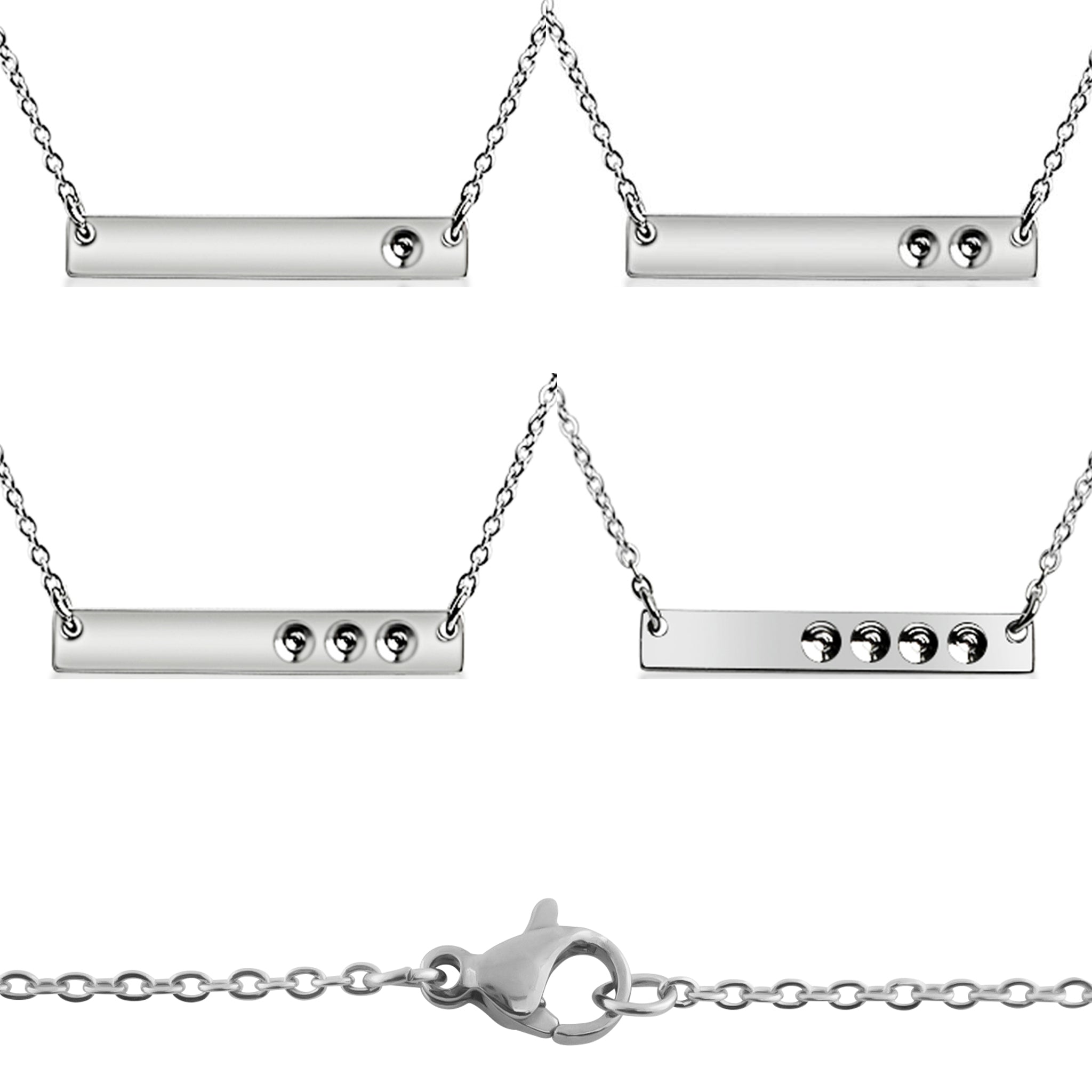 Polished Stainless Steel Stampable BIRTHSTONE Bar Necklace / SBB00114