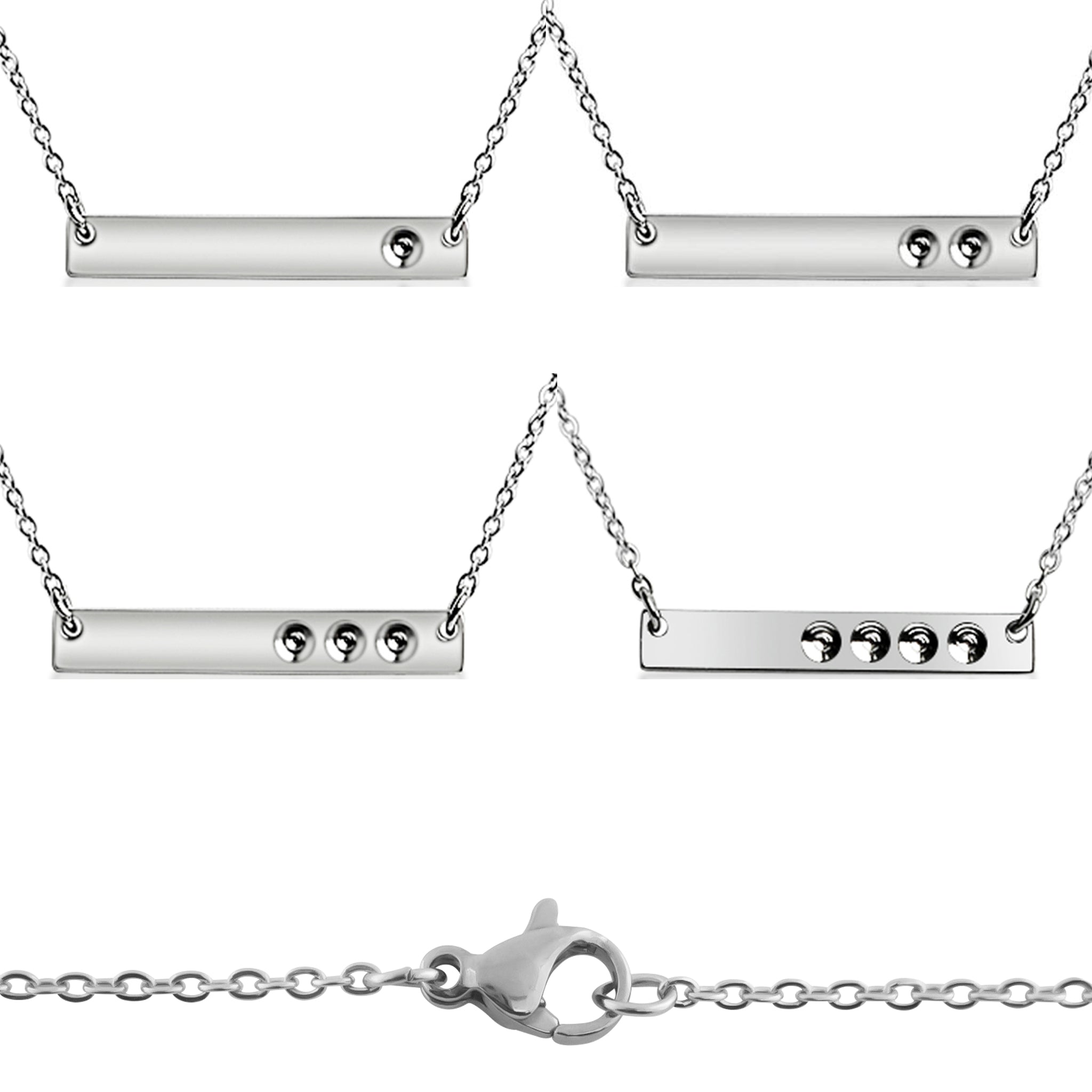 Polished Stainless Steel Stampable Birthstone Bar NECKLACE / SBB00114