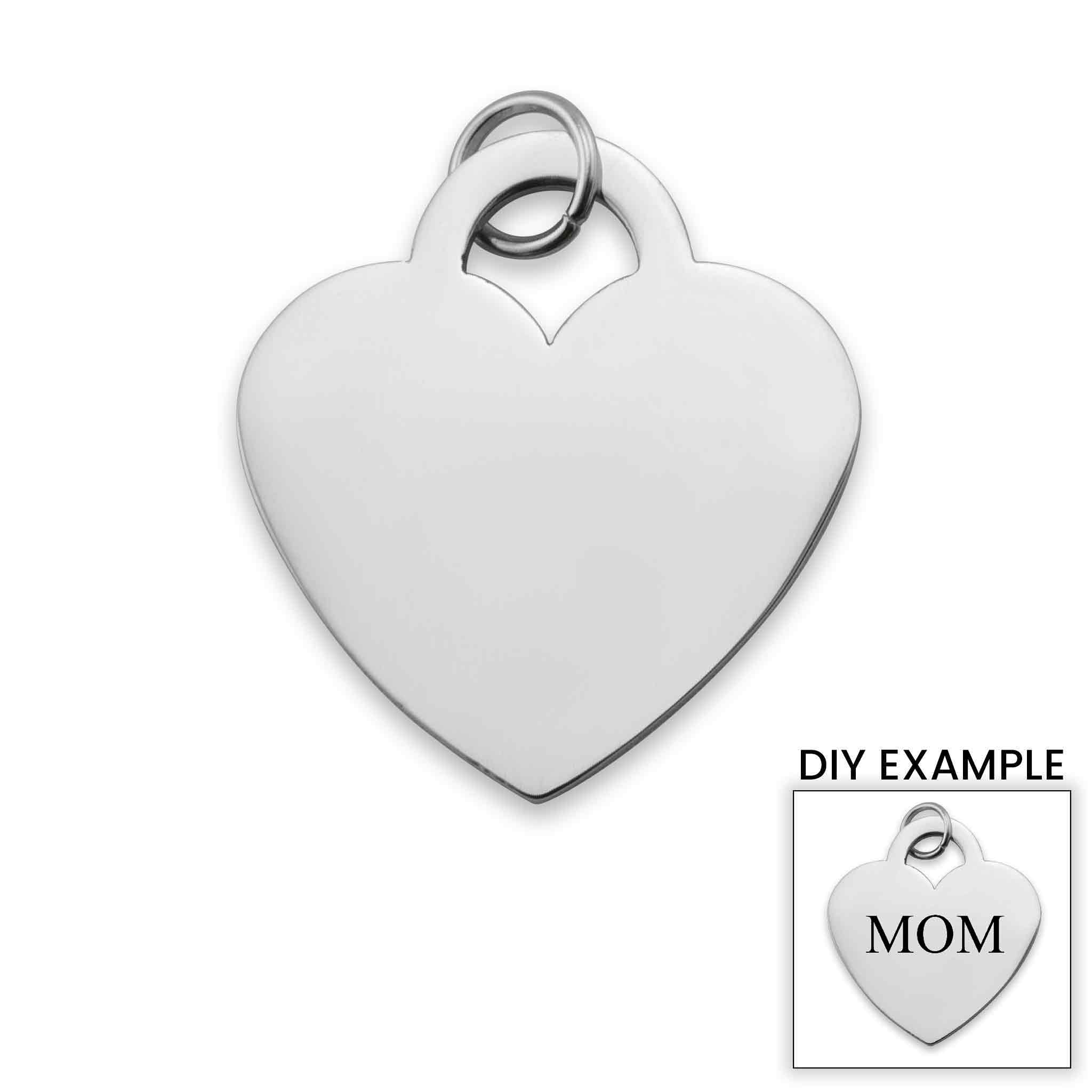 Blank Heart CHARM Stainless Steel Pendant / SBB0011