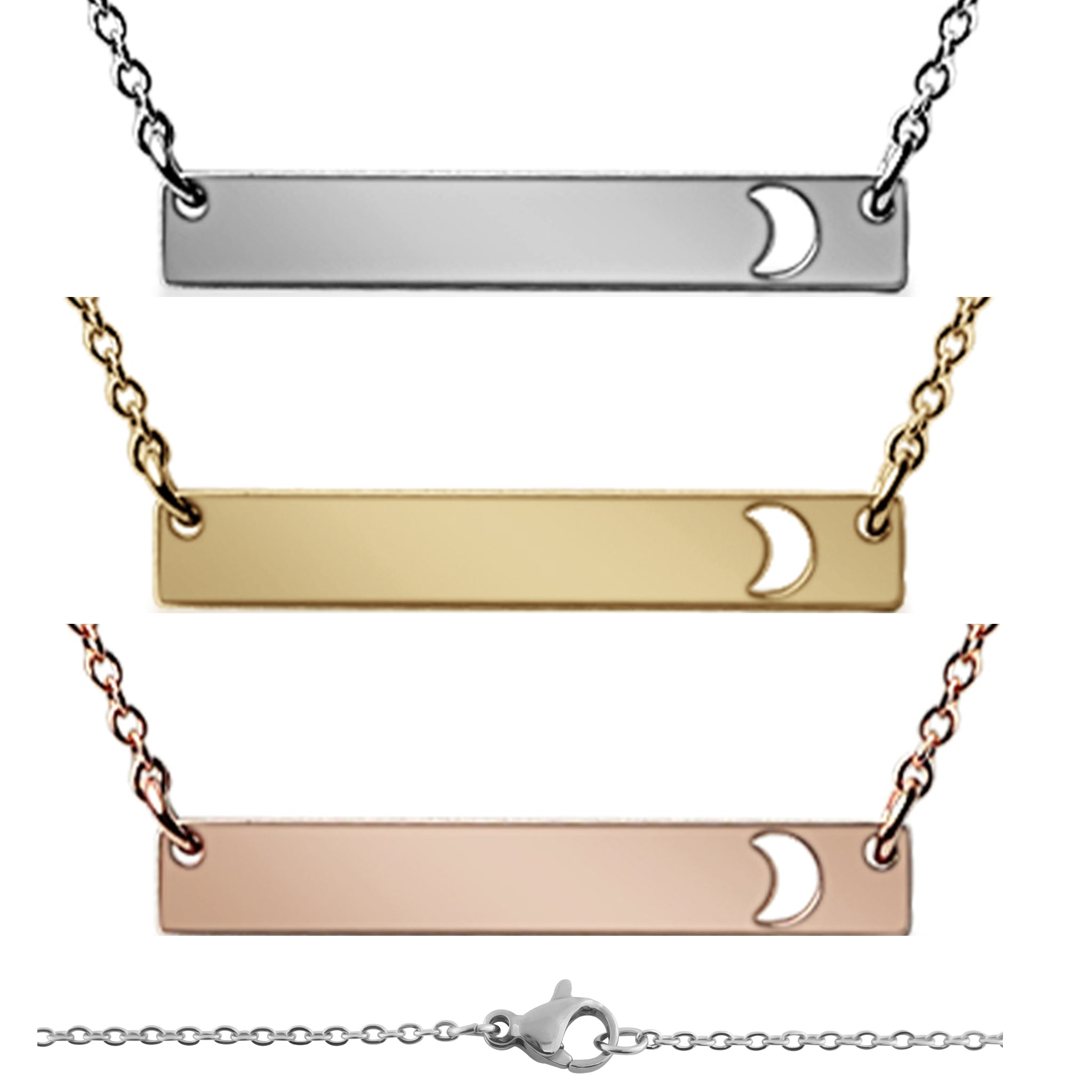 Moon Cutout Horizontal Stainless Steel Bar NECKLACE / SBB0154