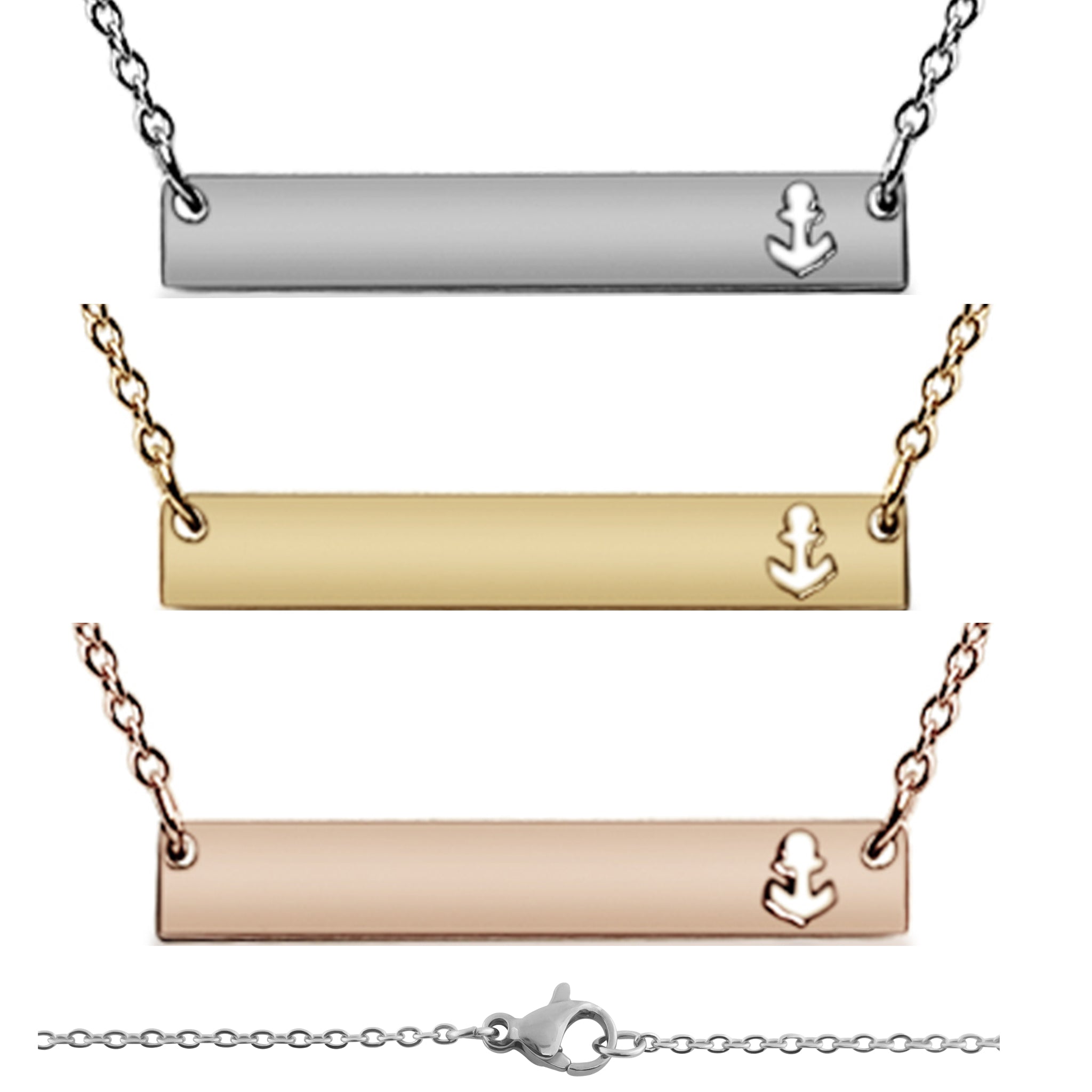 Anchor Cutout Horizontal Stainless Steel Bar Necklace / SBB0157