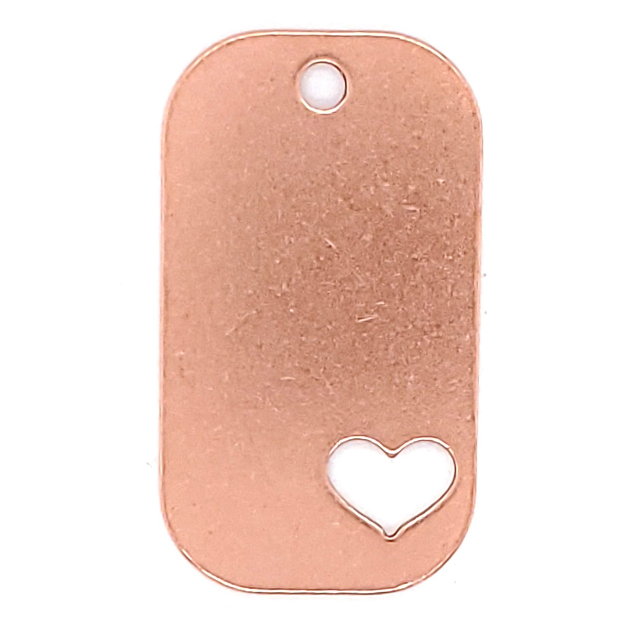 Copper Blank Heart Cutout Dog Tag Pendant / SBB0185