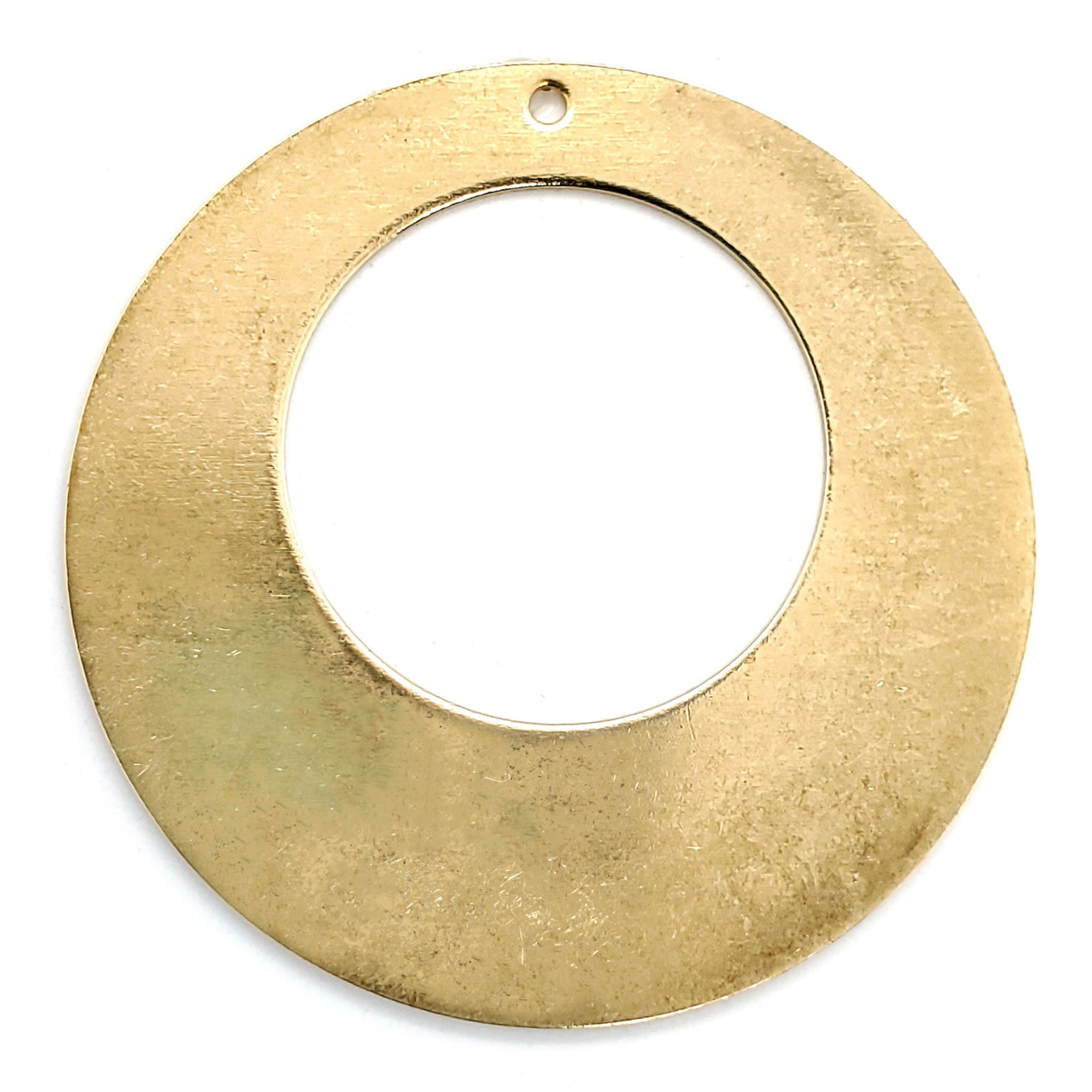 Brass Blank Offset Washer PENDANT With Hole / SBB0222