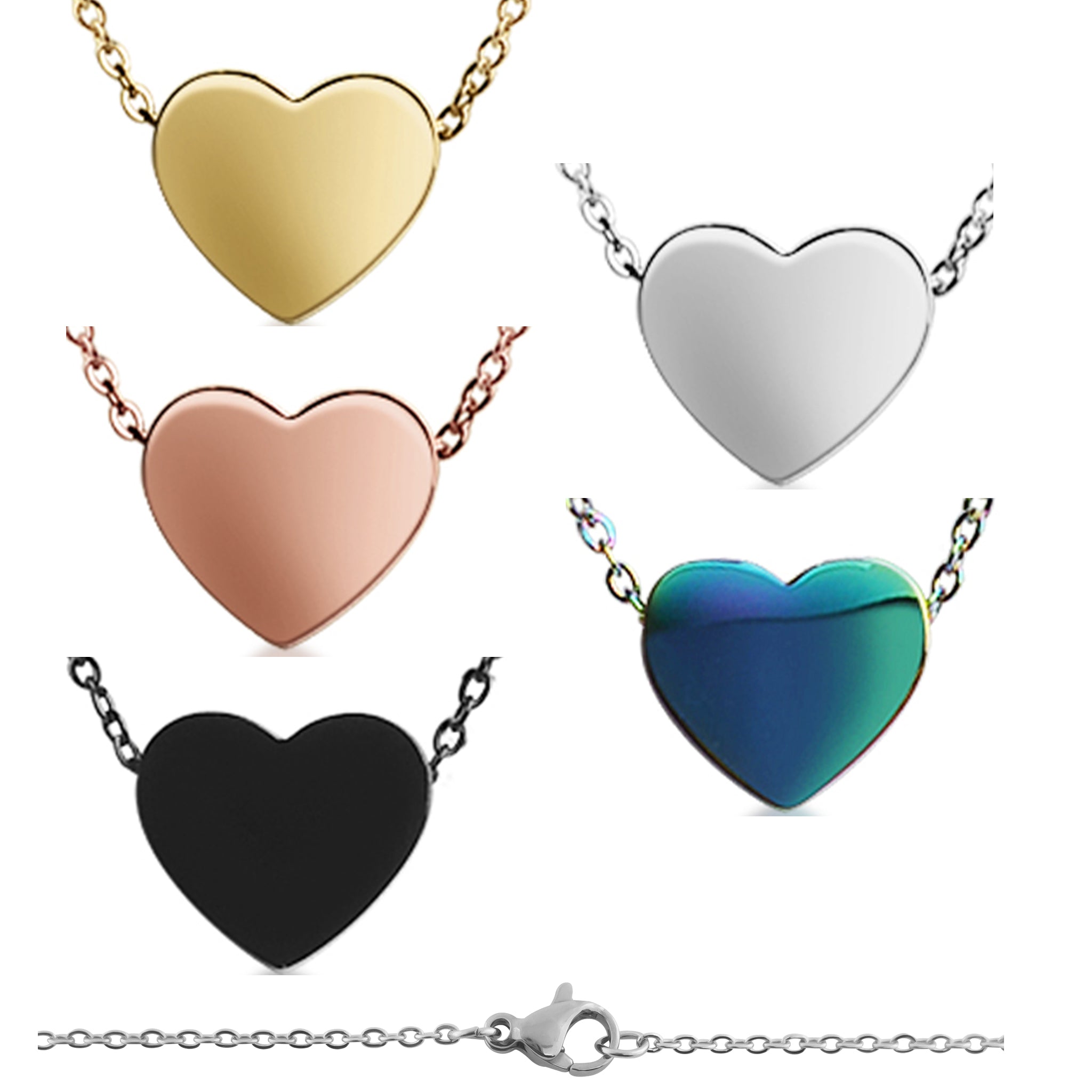 Image of 18K PVD Coated Stainless Steel Blank Heart Necklace / SBB0250