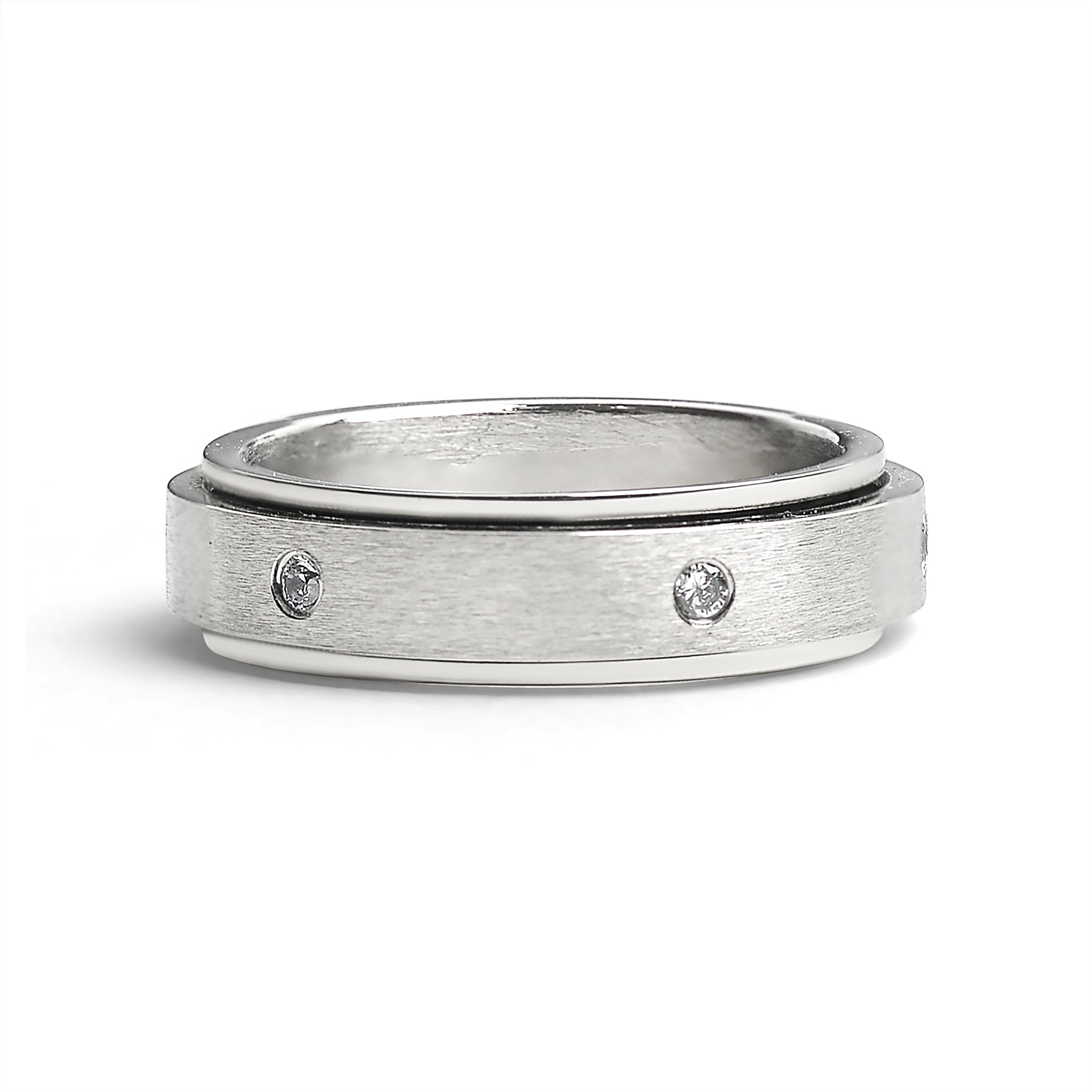 CZ Stones In Center SPINNER Stainless Steel Ring / SBE002