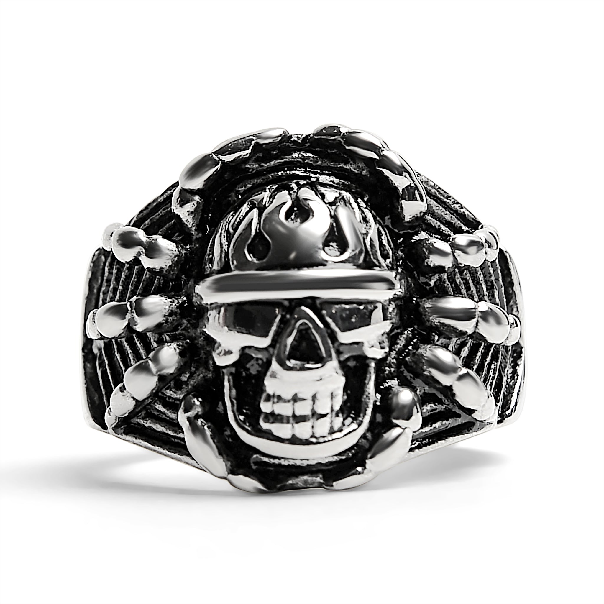 Polished Detailed Skull Stainless Steel RING / SCR2006