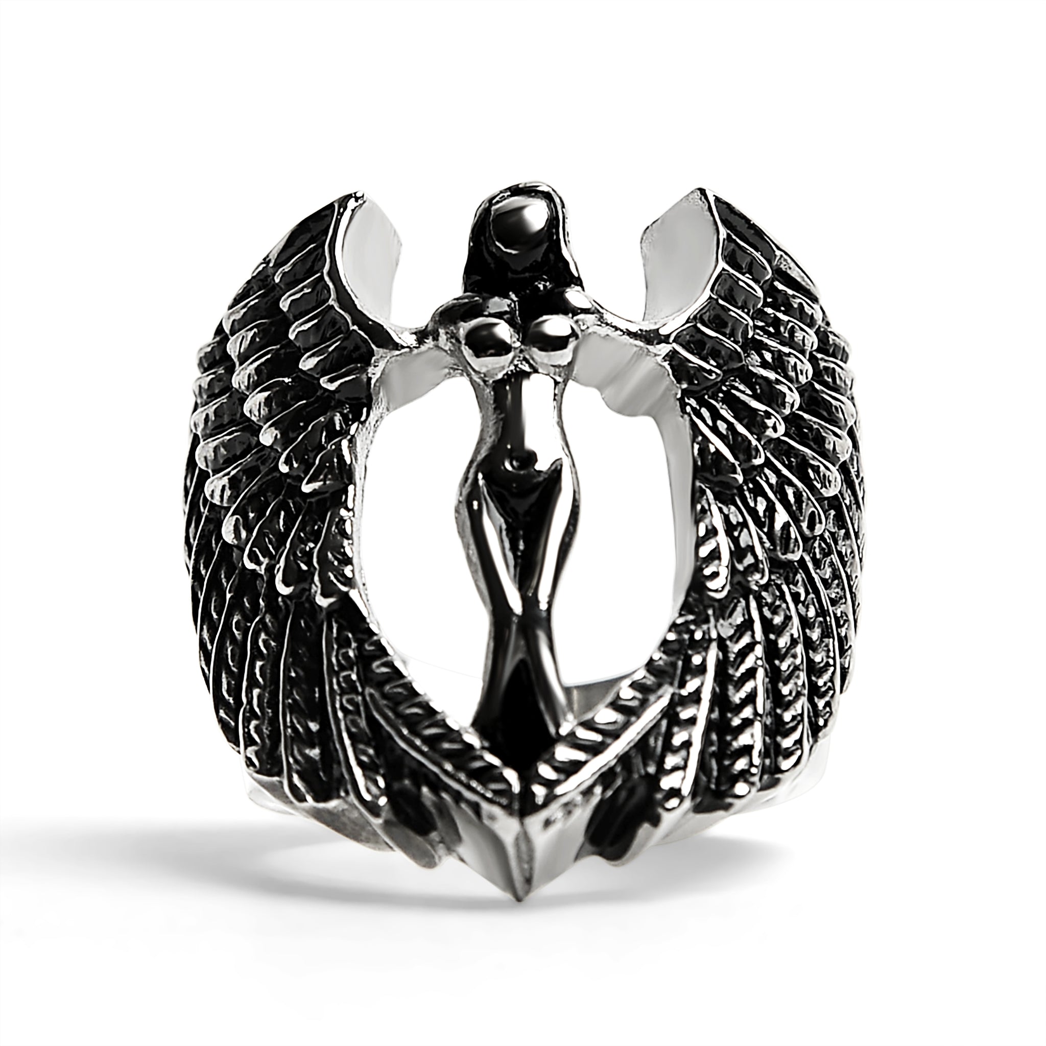 Stainless Steel Large Nude Angel Ring / SCR4004