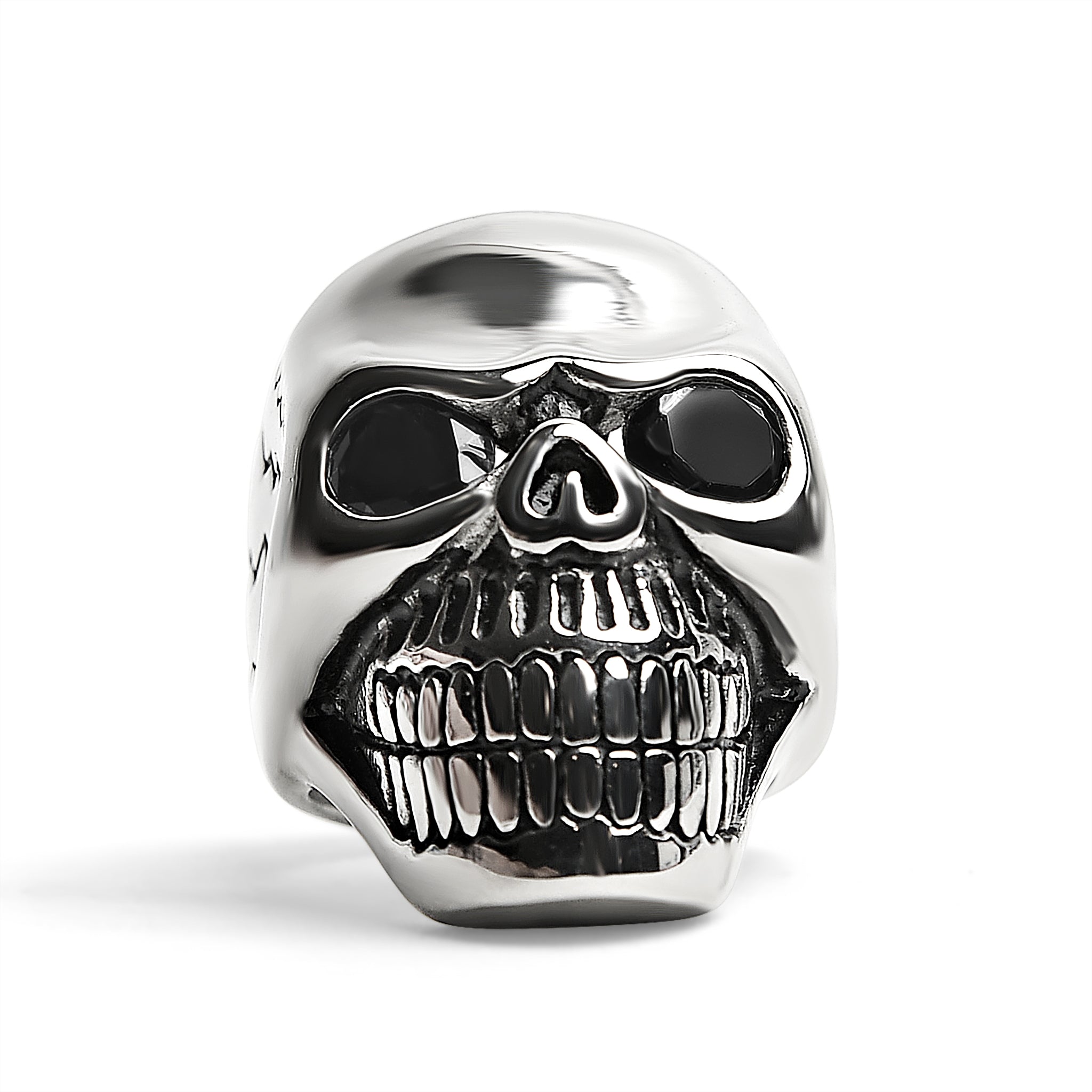 Detailed Cracked SKULL with CZ Eyes Stainless Steel Ring / SCR4033