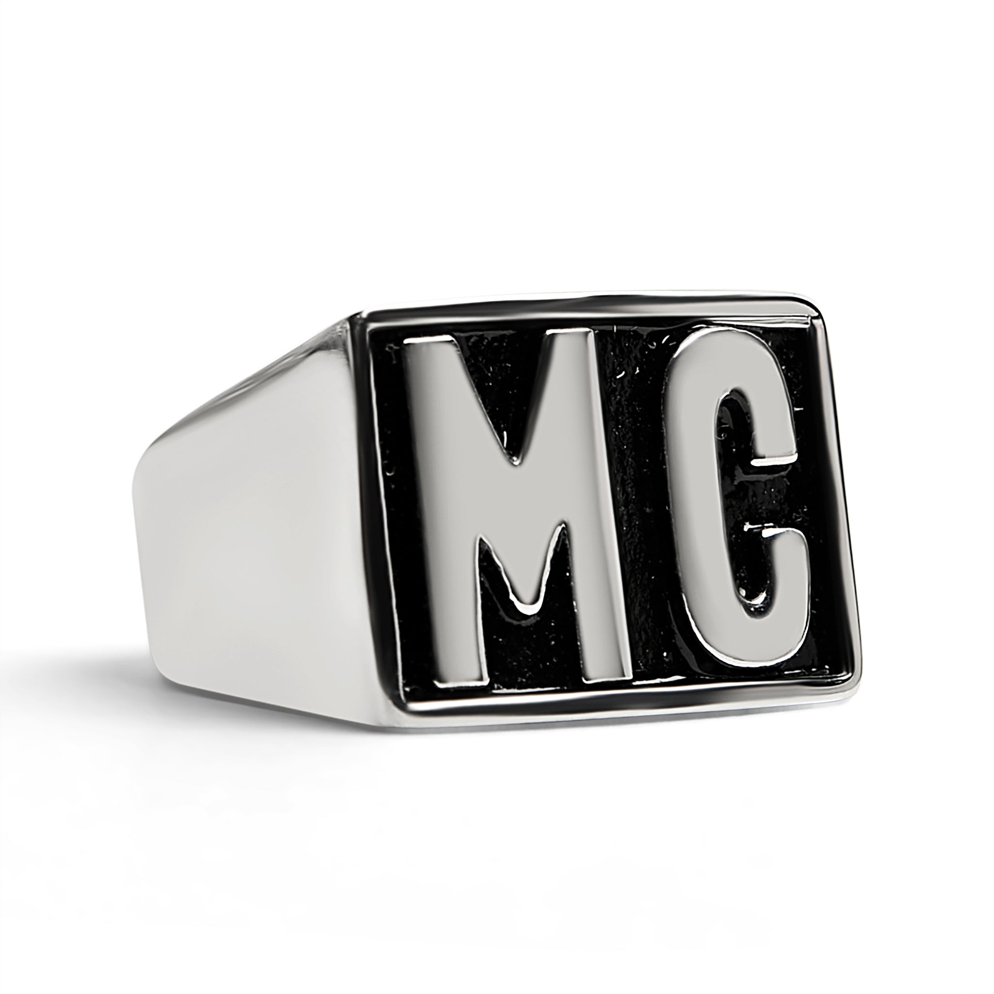 ''Stainless Steel Motorcycle Club ''''MC'''' Insignia Signet RING / SCR4055''