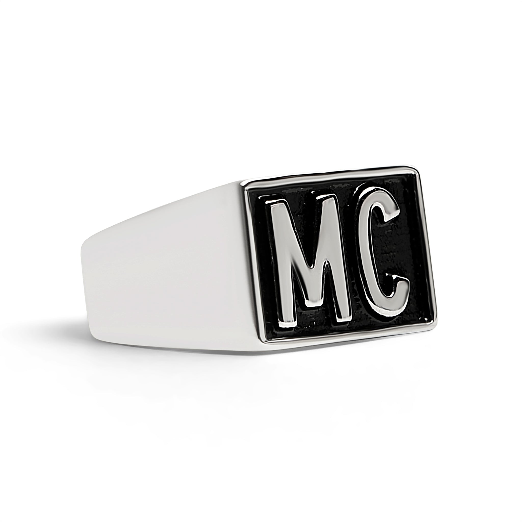 ''Stainless Steel Motorcycle Club ''''MC'''' Insignia Signet RING / SCR4067''