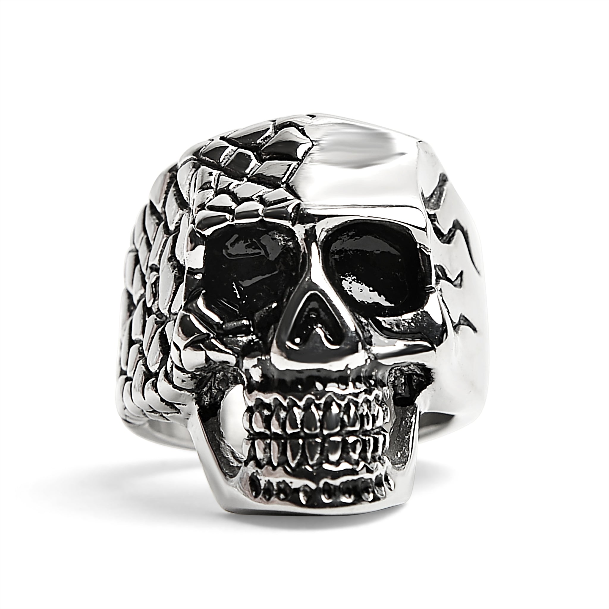 Detailed Cracking Skull Stainless Steel RING / SCR4081