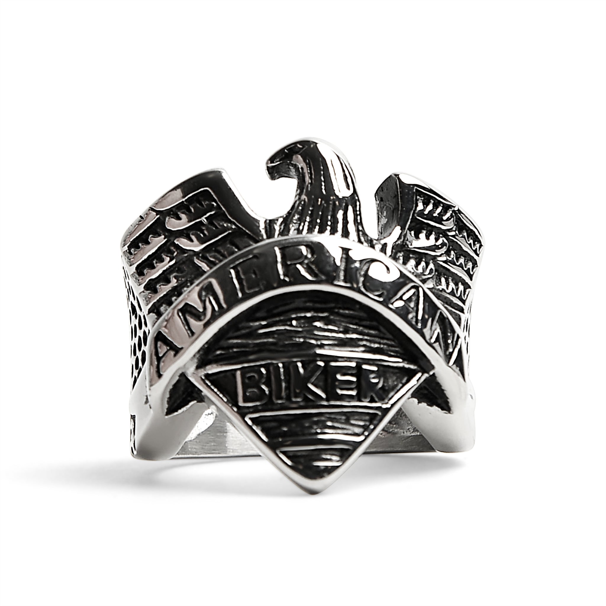 ''Stainless Steel ''''AMERICAN BIKER'''' With Eagle RING / SCR4097''