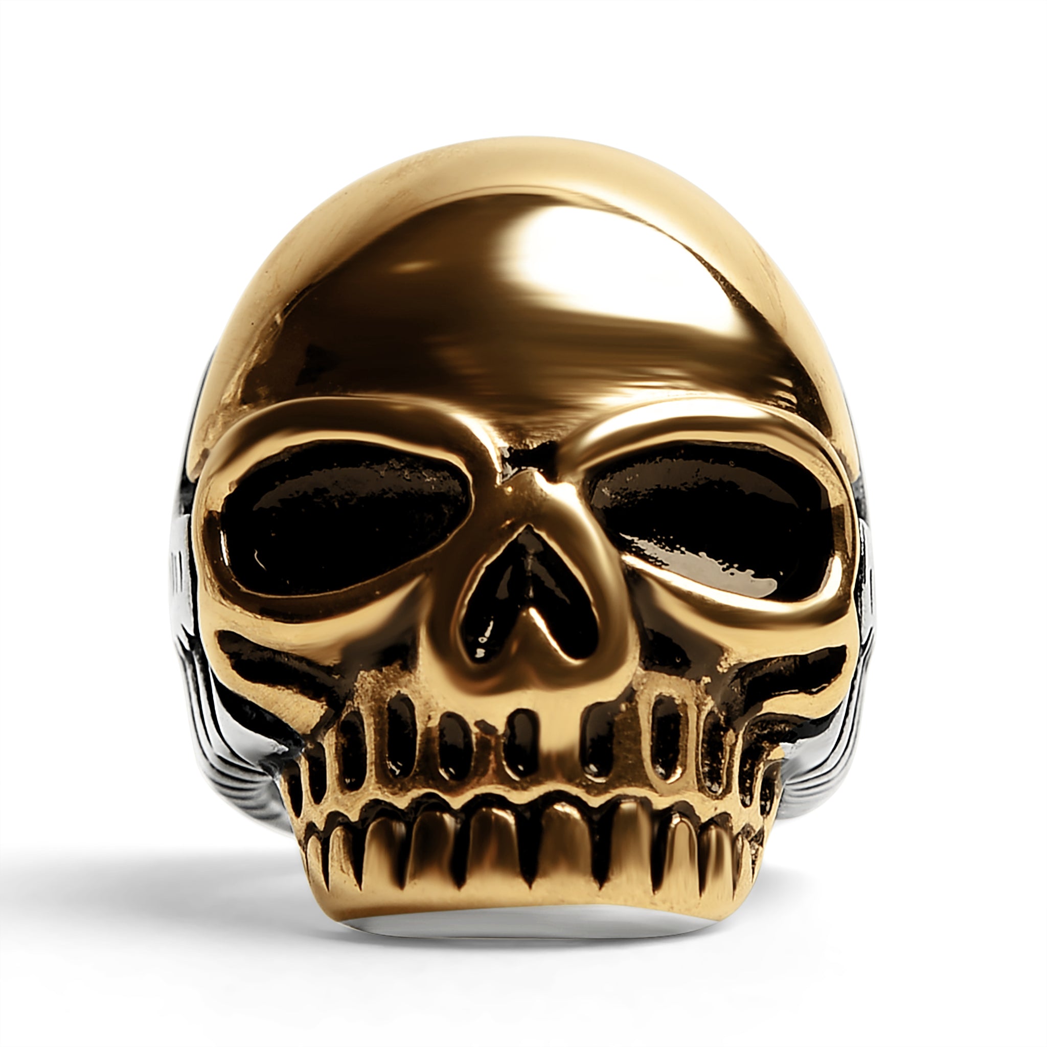 Stainless Steel And 18K GOLD Plated Skull Ring / SCR4102