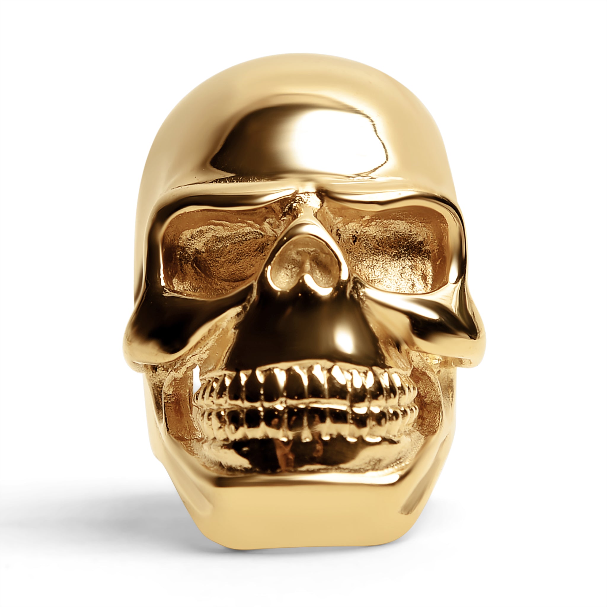 Detailed 18K Gold Plated Grinning SKULL Stainless Steel Ring / SCR4110