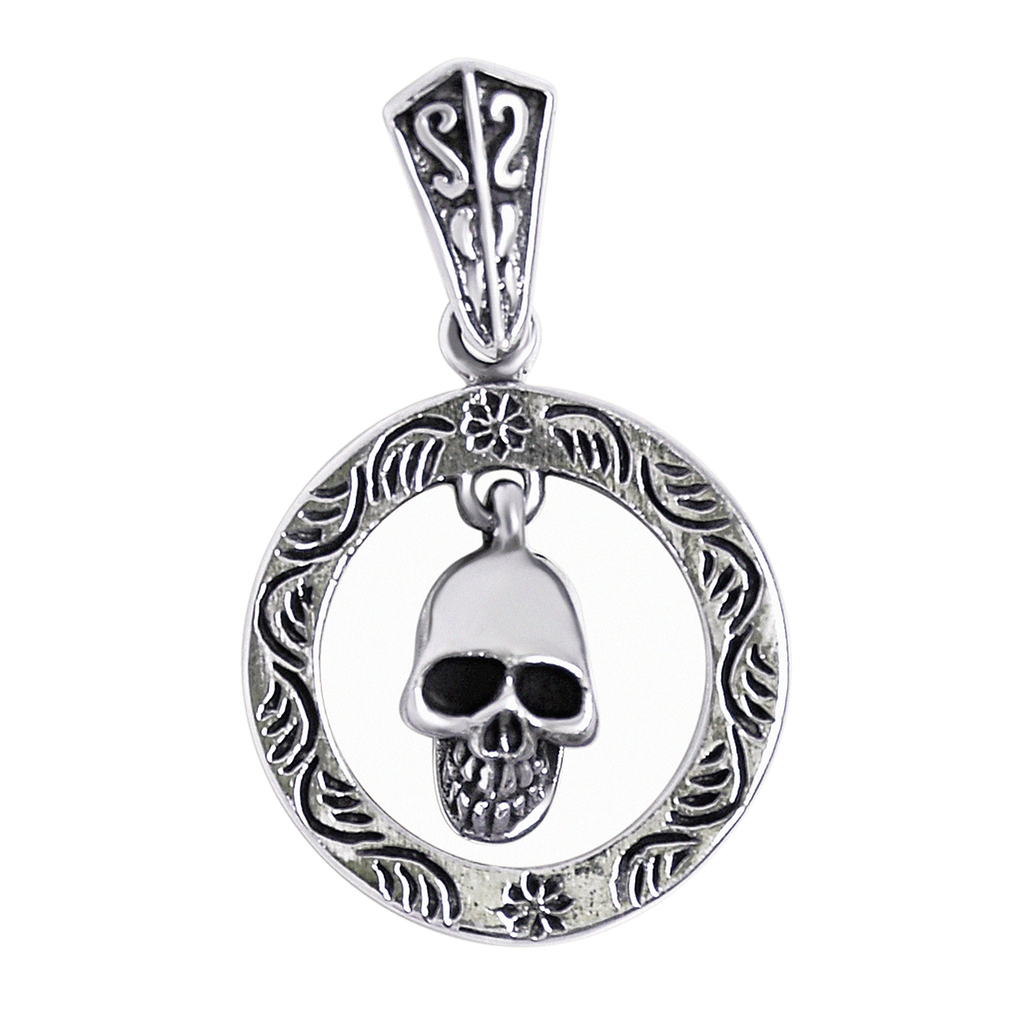 Sterling Silver Circle Skull PENDANT / SSP0011