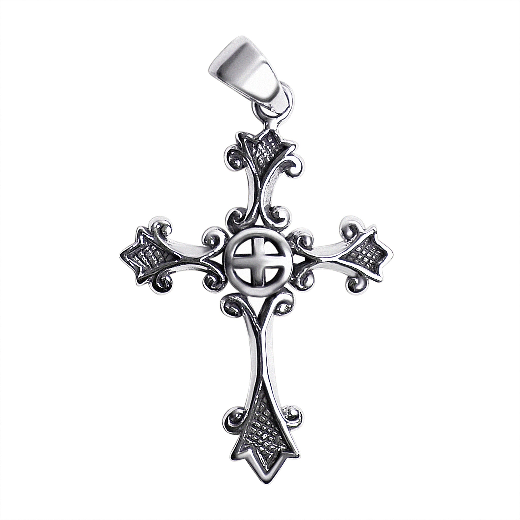 STERLING SILVER Detailed Cross Pendant / SSP0018