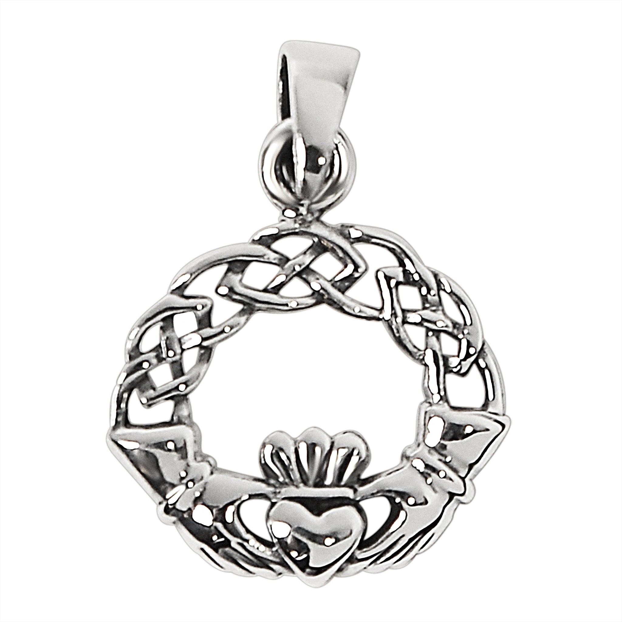 Sterling Silver Celtic Knot Claddagh PENDANT / SSP0029