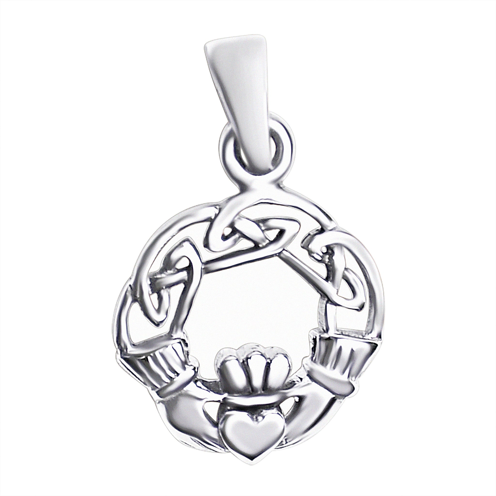 STERLING SILVER Celtic Knot Claddagh Pendant / SSP0030