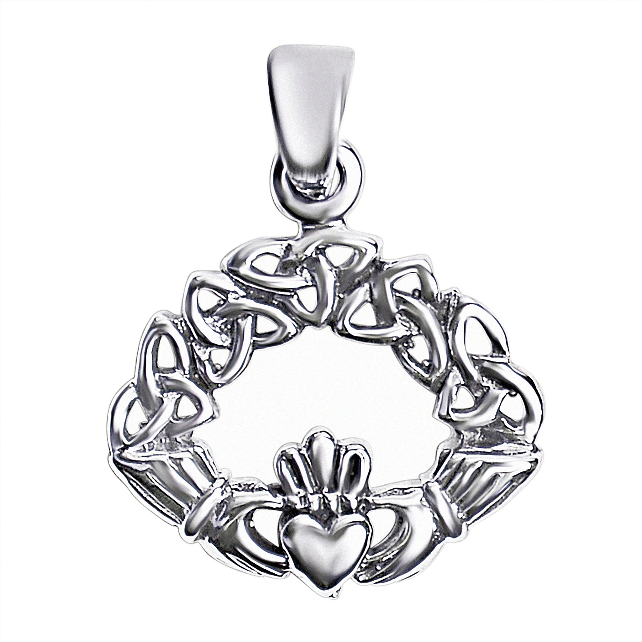 Sterling Silver Celtic Knot Claddagh Pendant / SSP0031