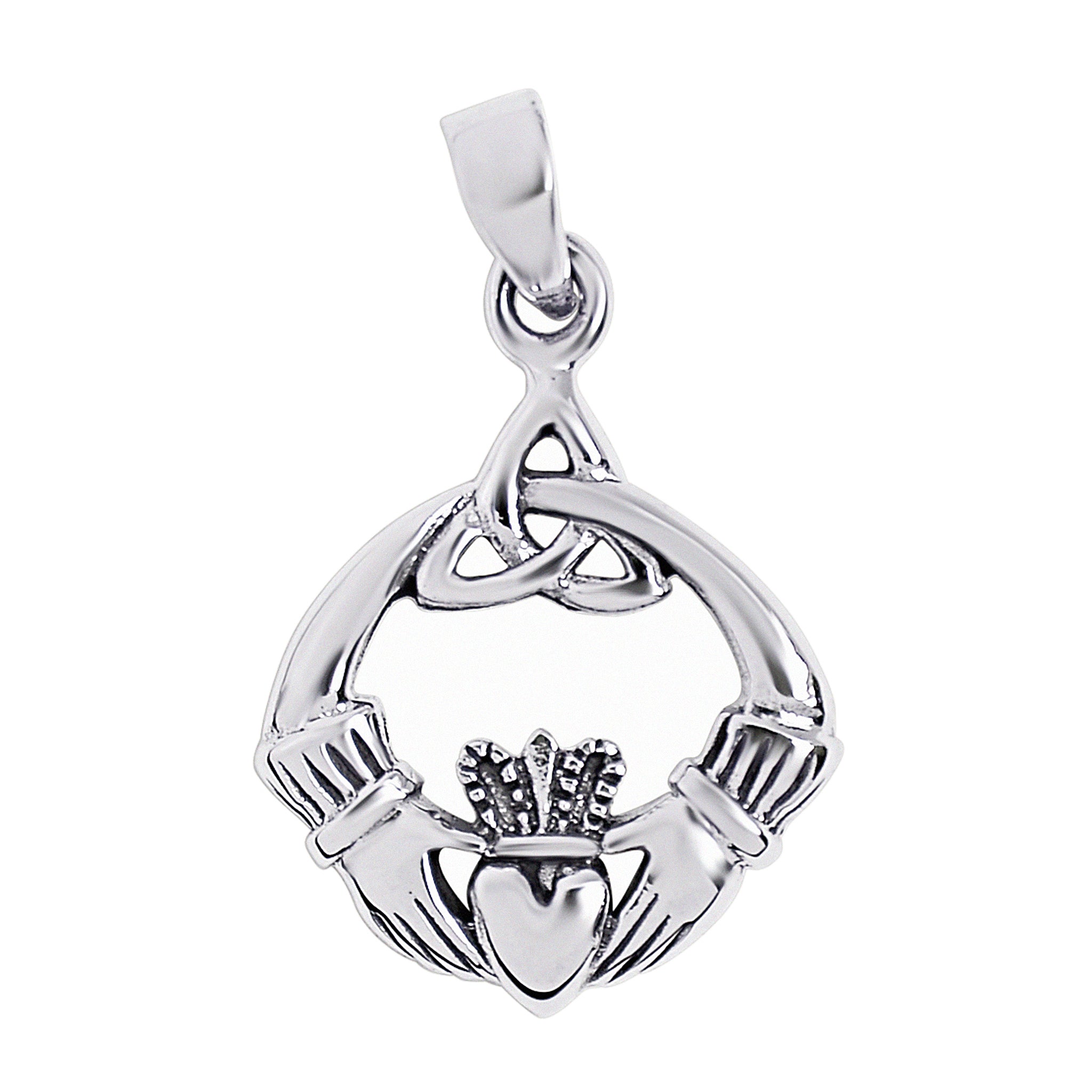 STERLING SILVER Celtic Knot Claddagh Pendant / SSP0033