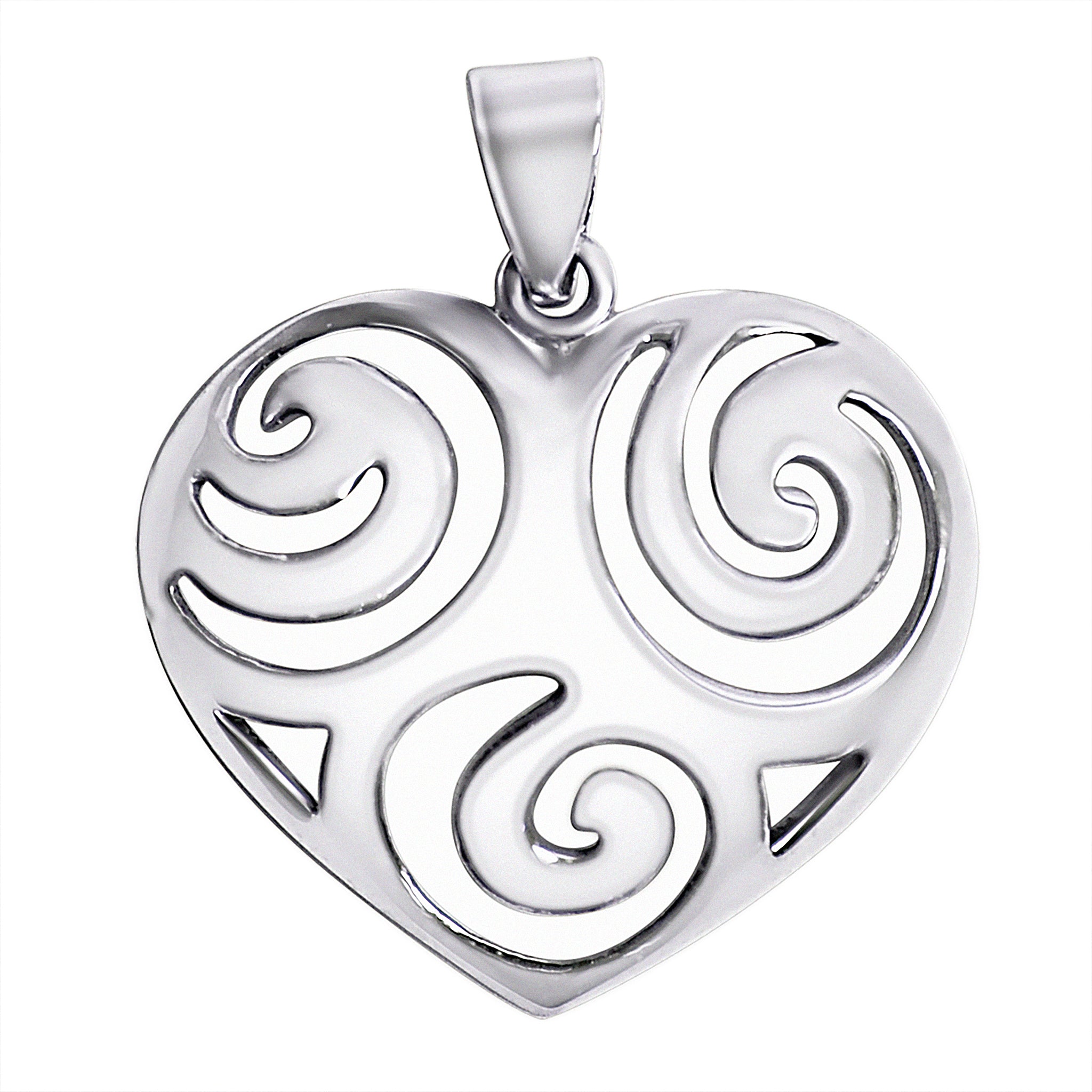 STERLING SILVER Swirl Heart Pendant / SSP0046