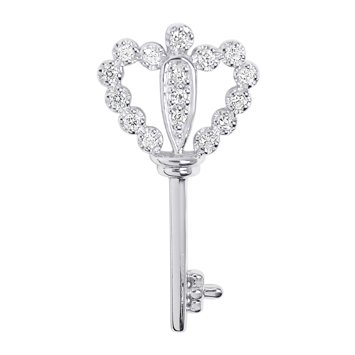 Sterling Silver CZ Heart Key PENDANT / SSP0053