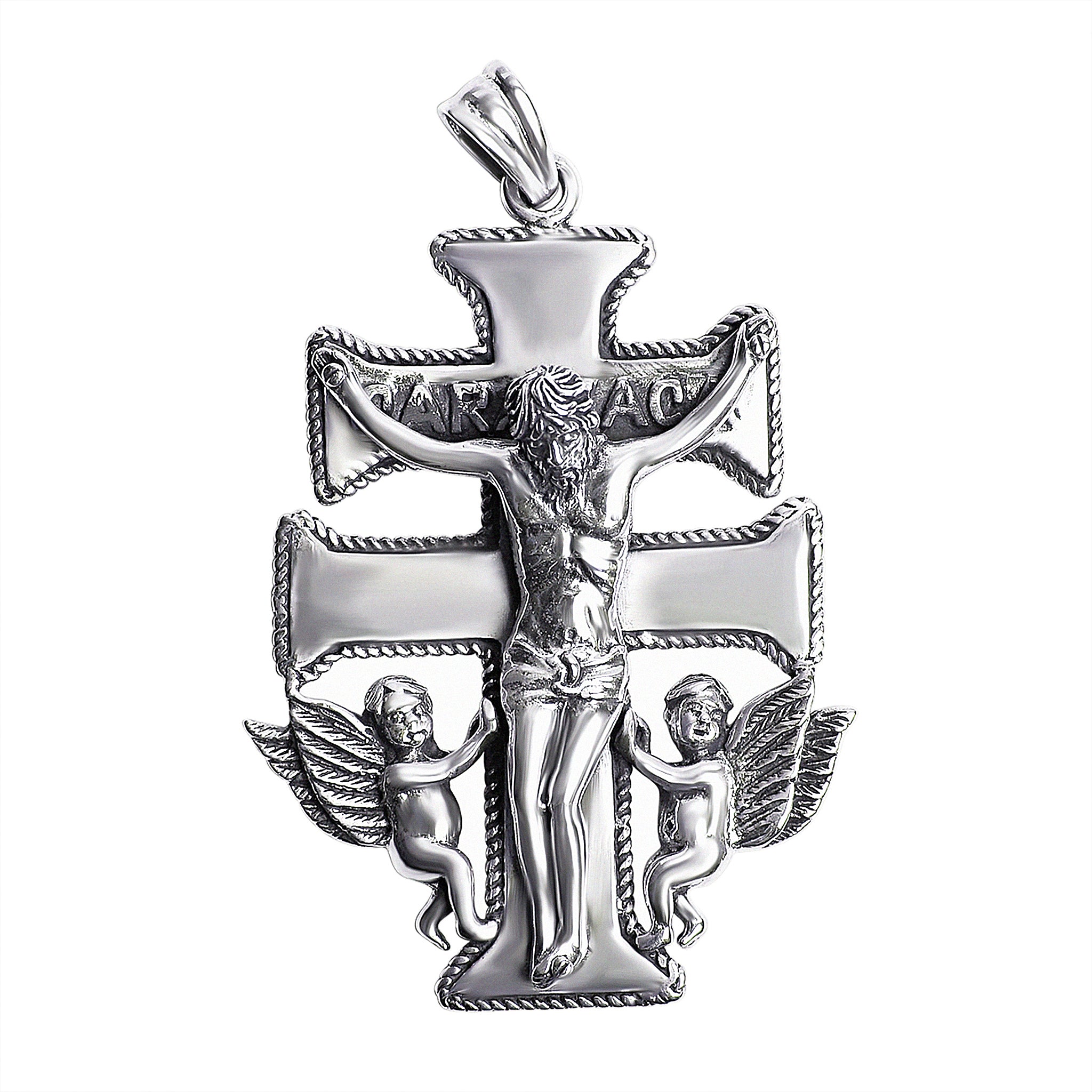 STERLING SILVER Caravaca Crucifix Cross Pendant / SSP0067