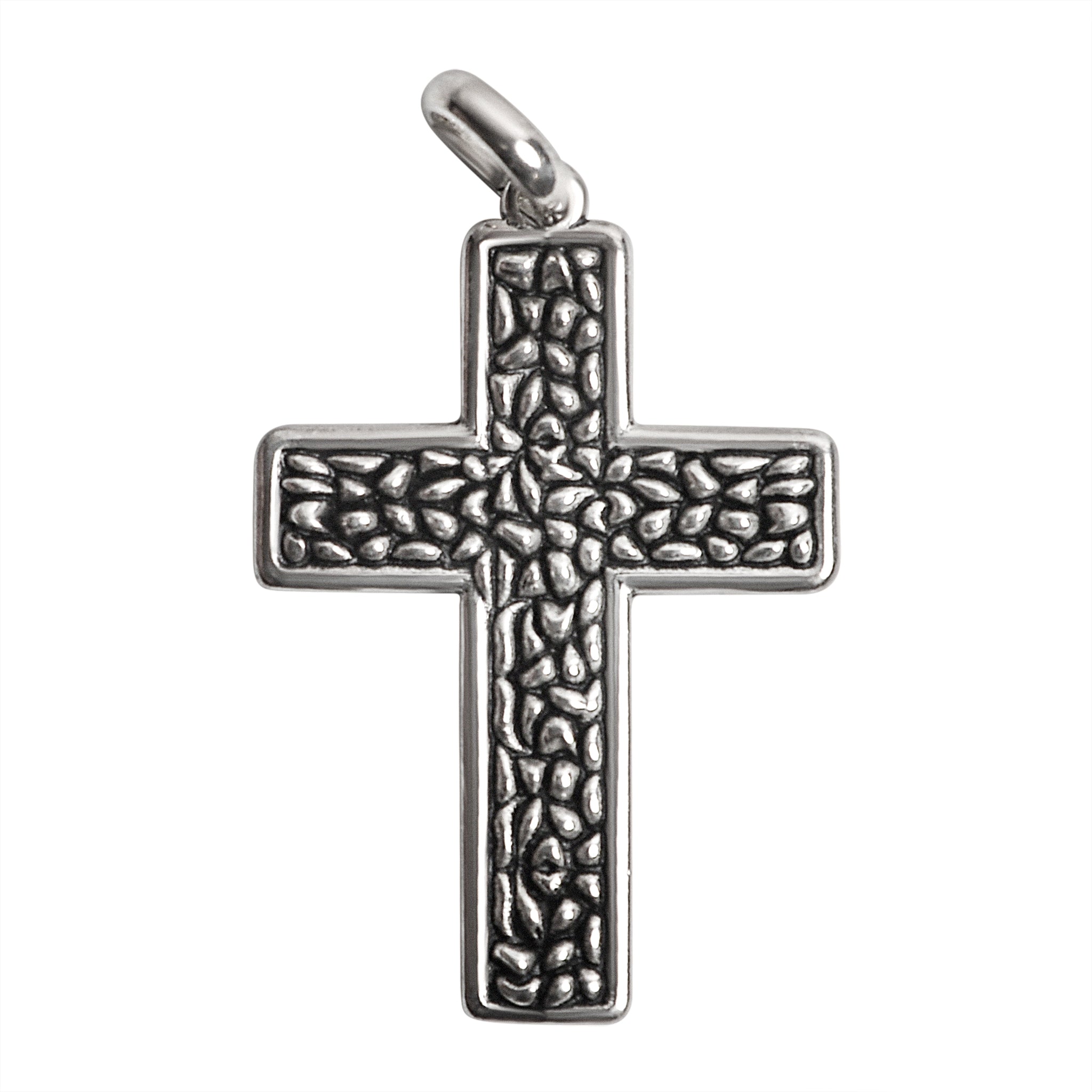 Sterling Silver Cobblestone Cross Pendant / SSP0076