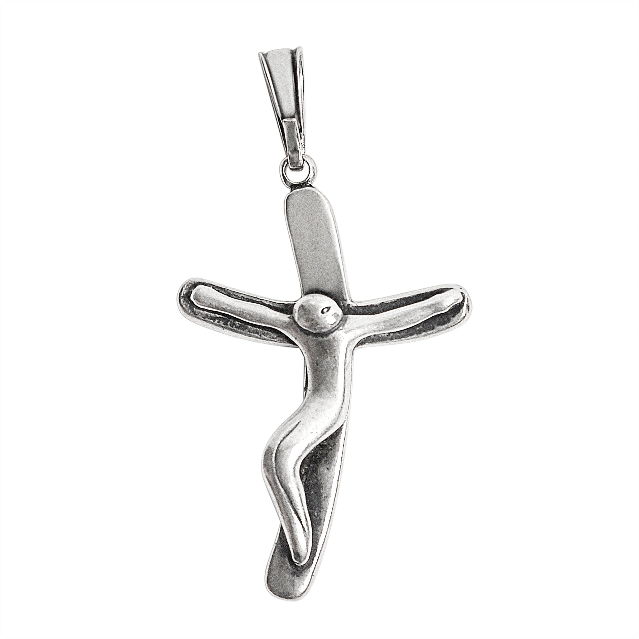 STERLING SILVER Curved Crucifix Cross Pendant / SSP0085