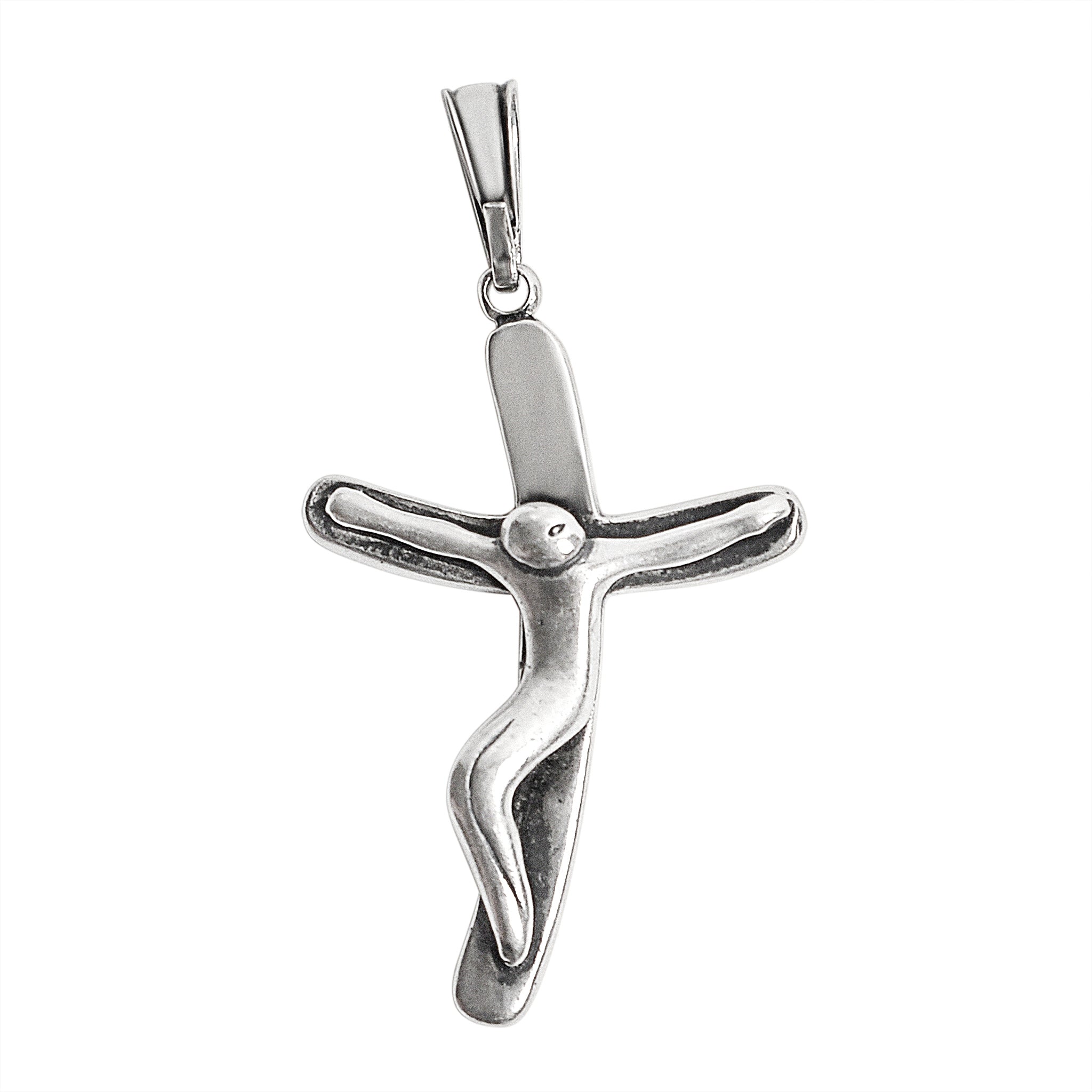Sterling Silver Curved Crucifix Cross PENDANT / SSP0085