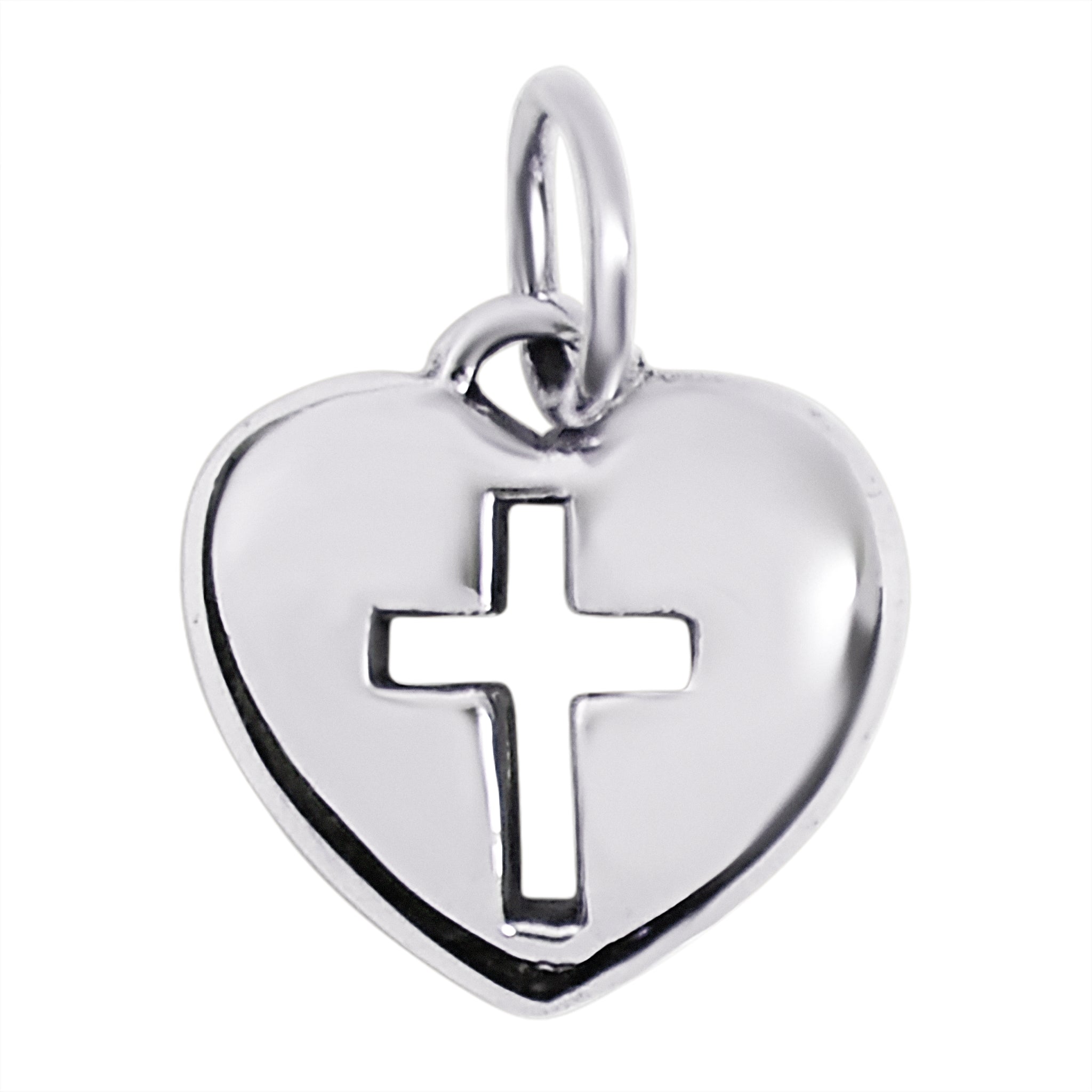 Sterling Silver Heart Cross Cutout Pendant / SSP0103