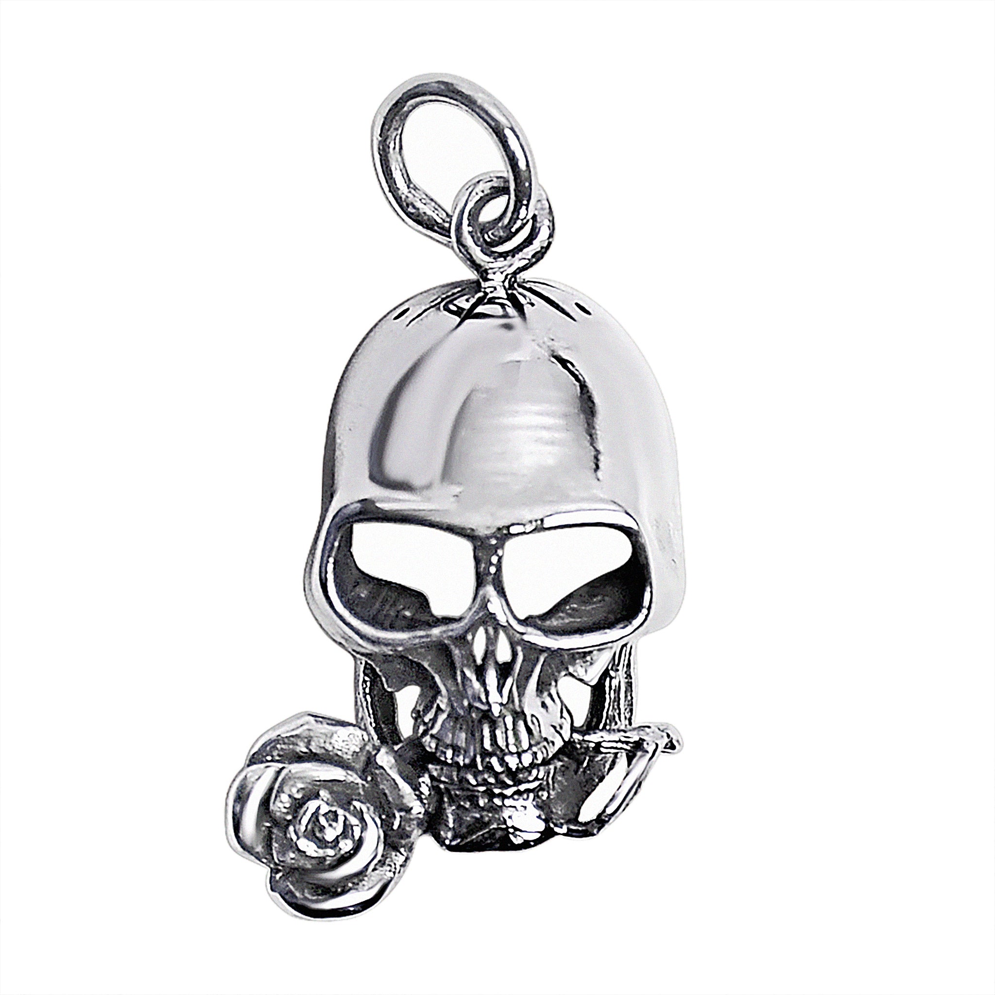 STERLING SILVER Rose And Skull Pendant / SSP0120