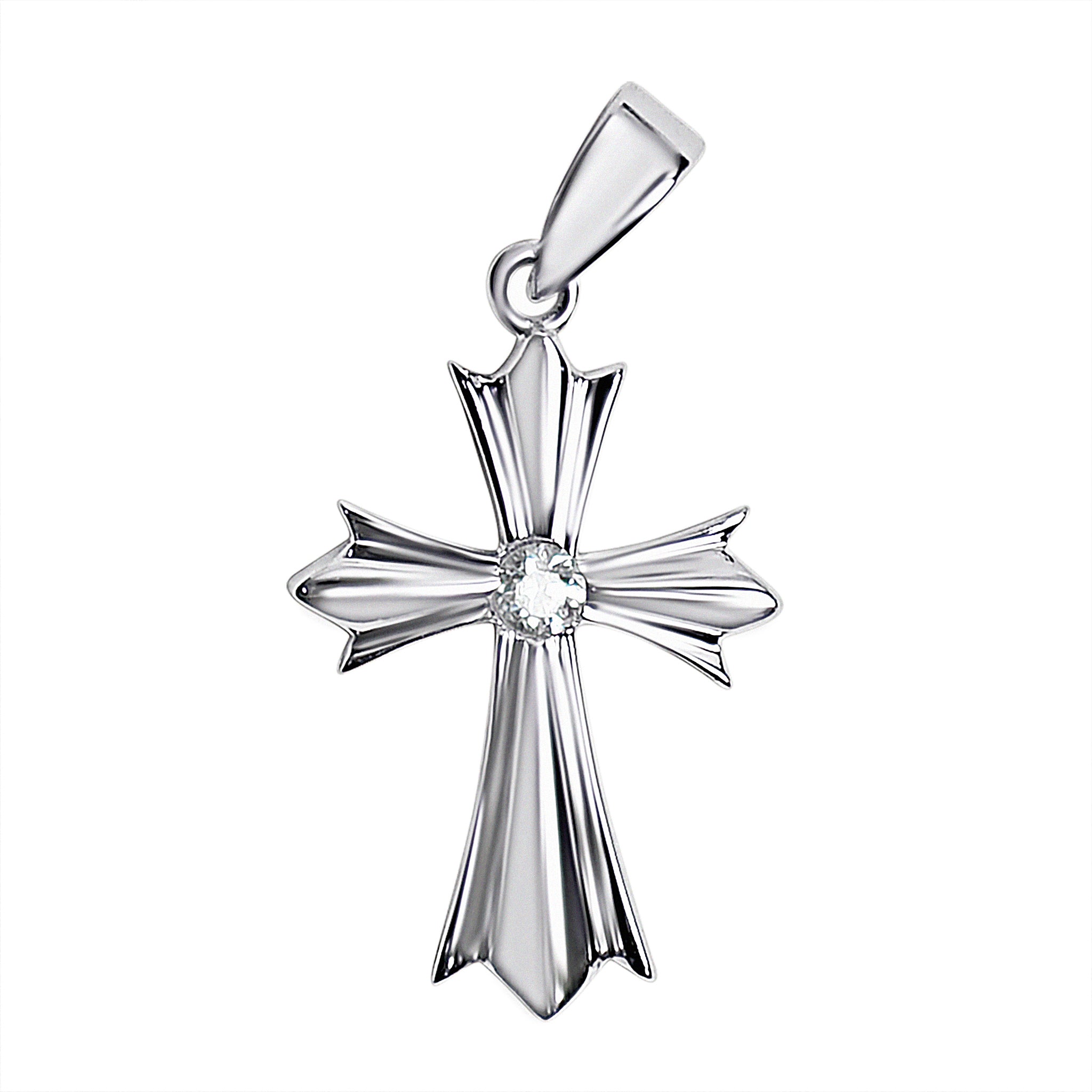 STERLING SILVER Cross with CZ Center Pendant / SSP0128