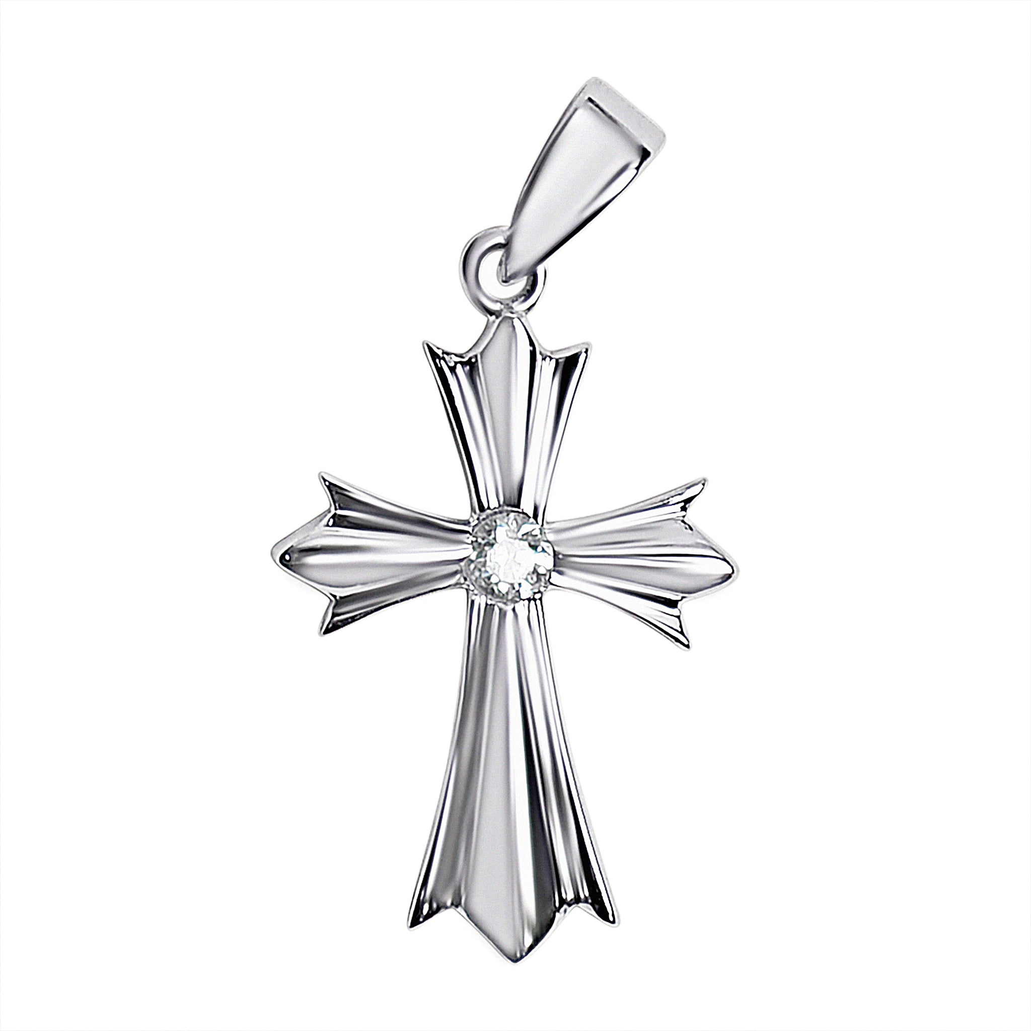 Sterling Silver Cross with CZ Center PENDANT / SSP0128